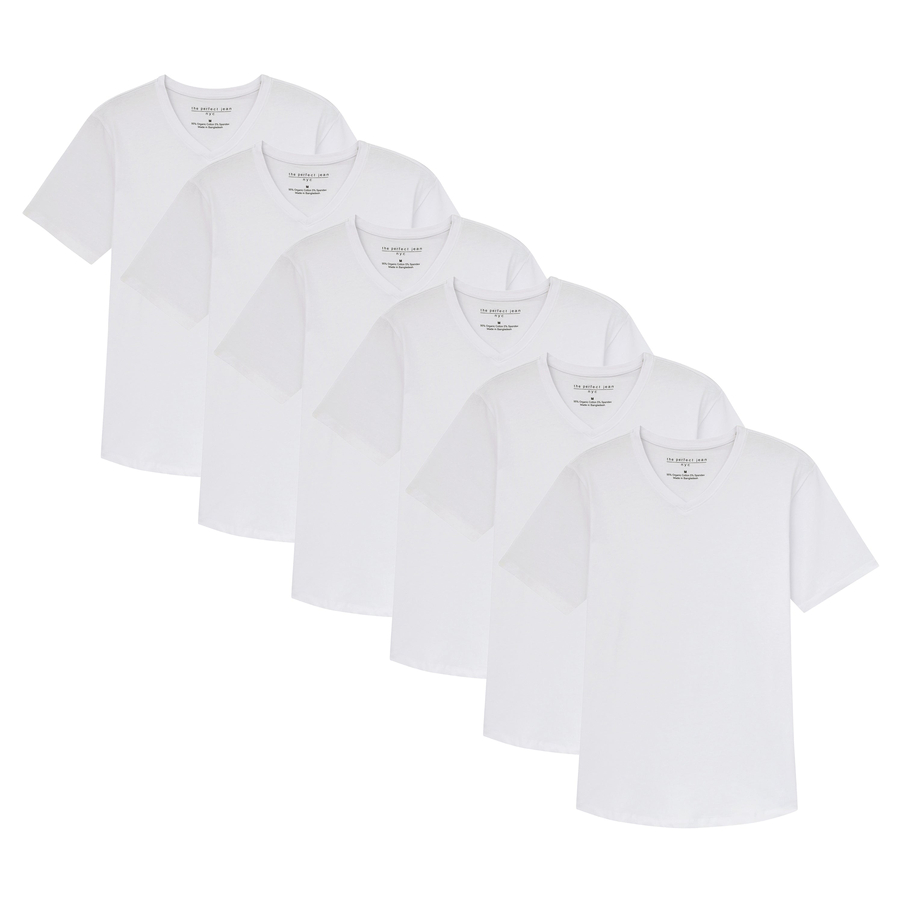 Organic V-Neck T-Shirt 6 Pack / White | The Perfect Jean