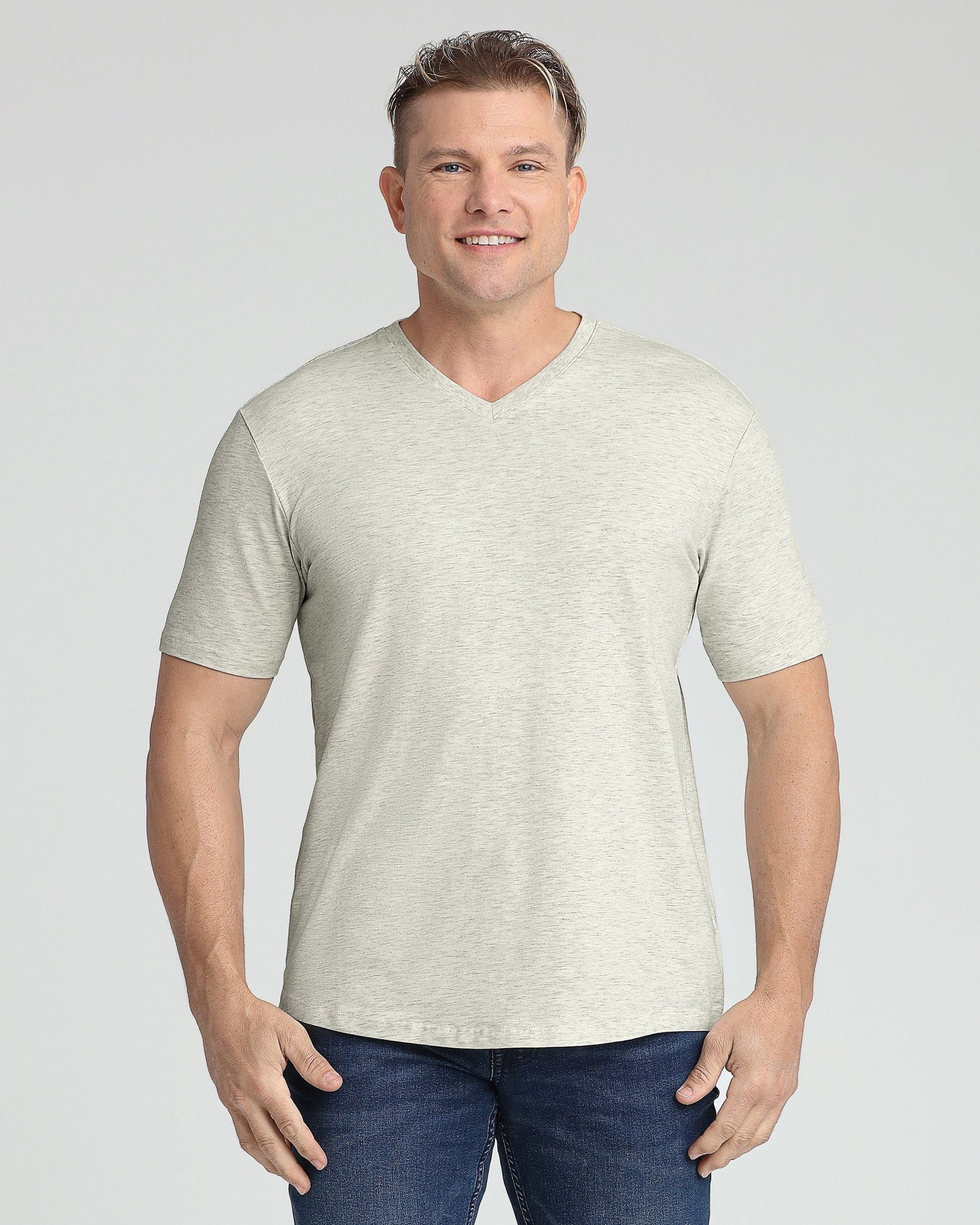 Organic V-Neck T-Shirt 3 Pack / Oatmeal Heather