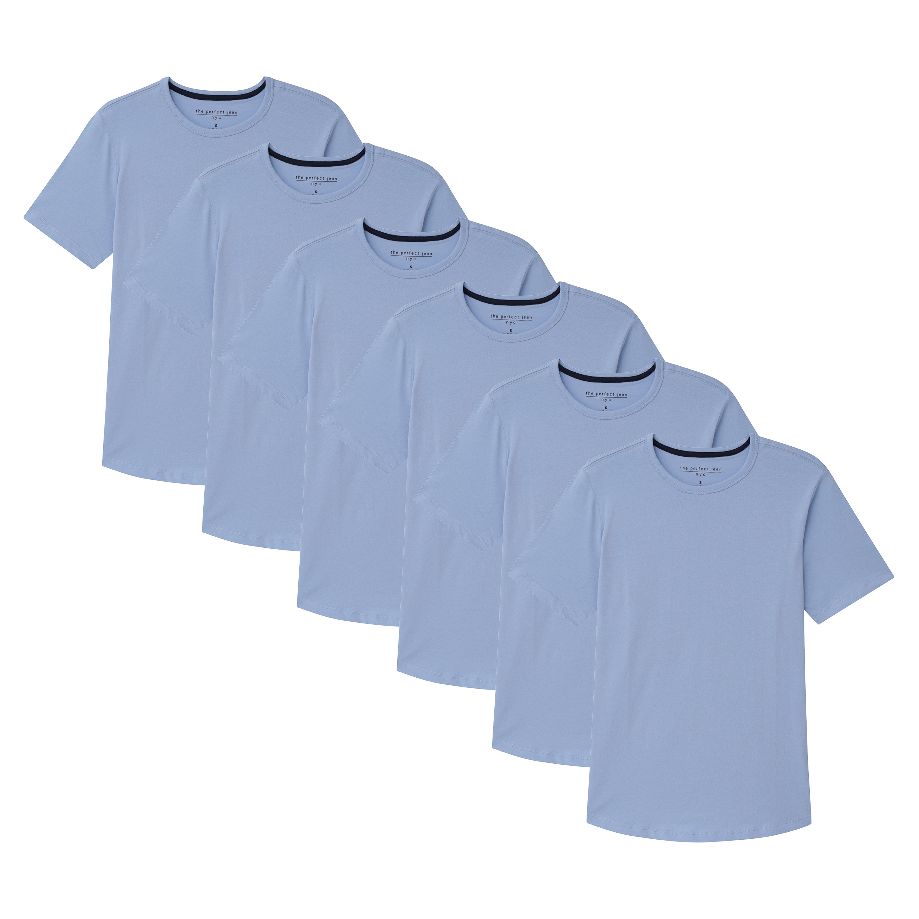 Organic Crew Neck T-Shirt 6 Pack / Light Blue | The Perfect Jean