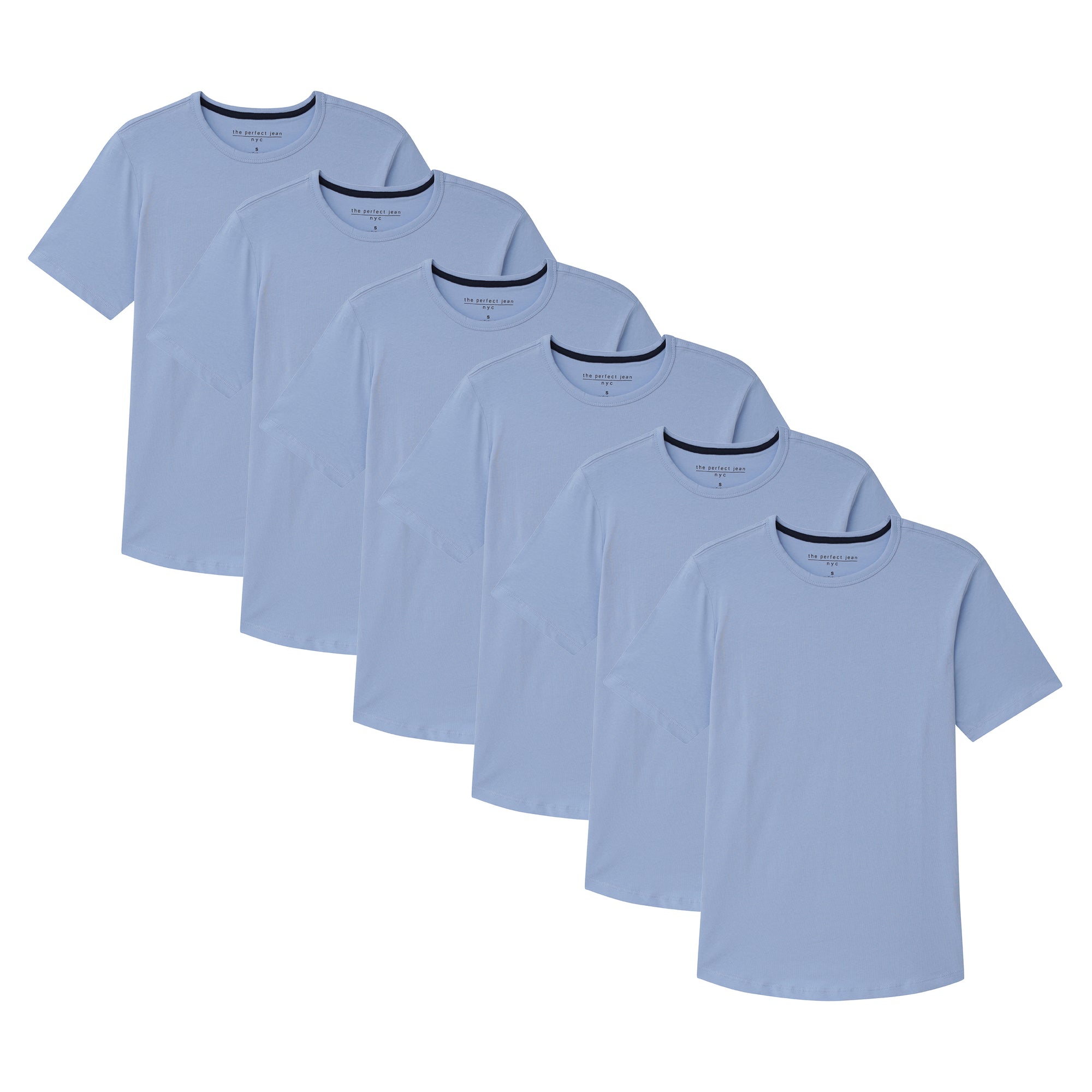 Organic Crew Neck T-Shirt 6 Pack / Light Blue