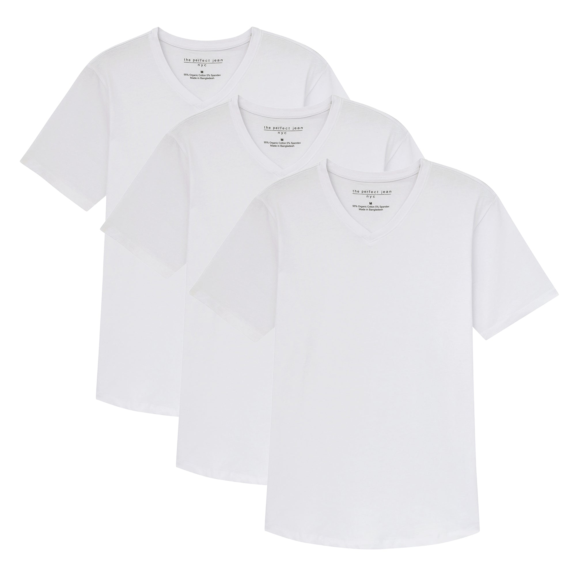 Organic V-Neck T-Shirt 3 Pack / White | The Perfect Jean