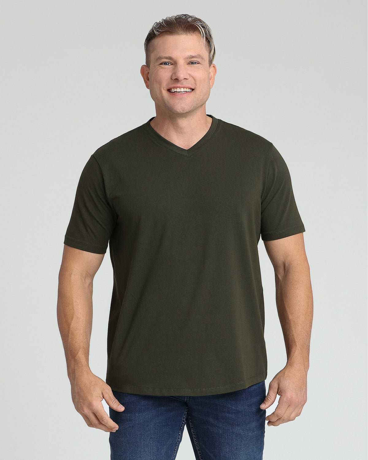 Organic V-Neck T-Shirt / Olive
