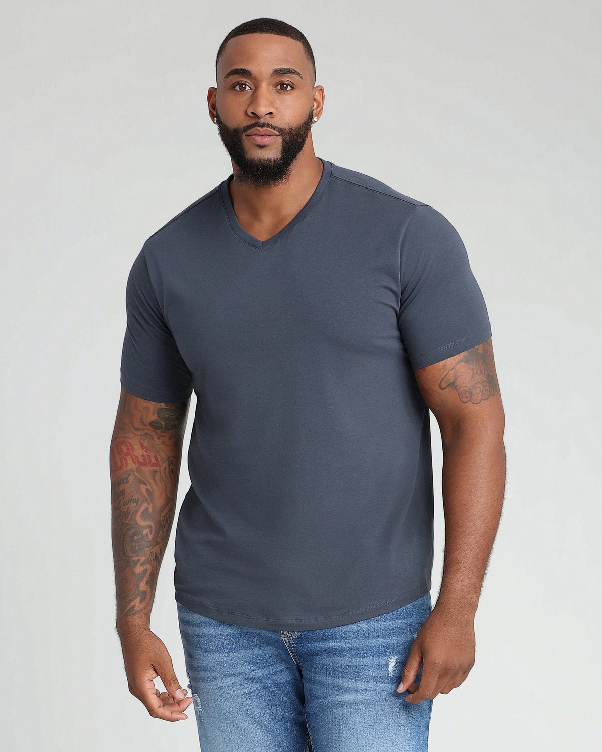Organic V-Neck T-Shirt / Steel
