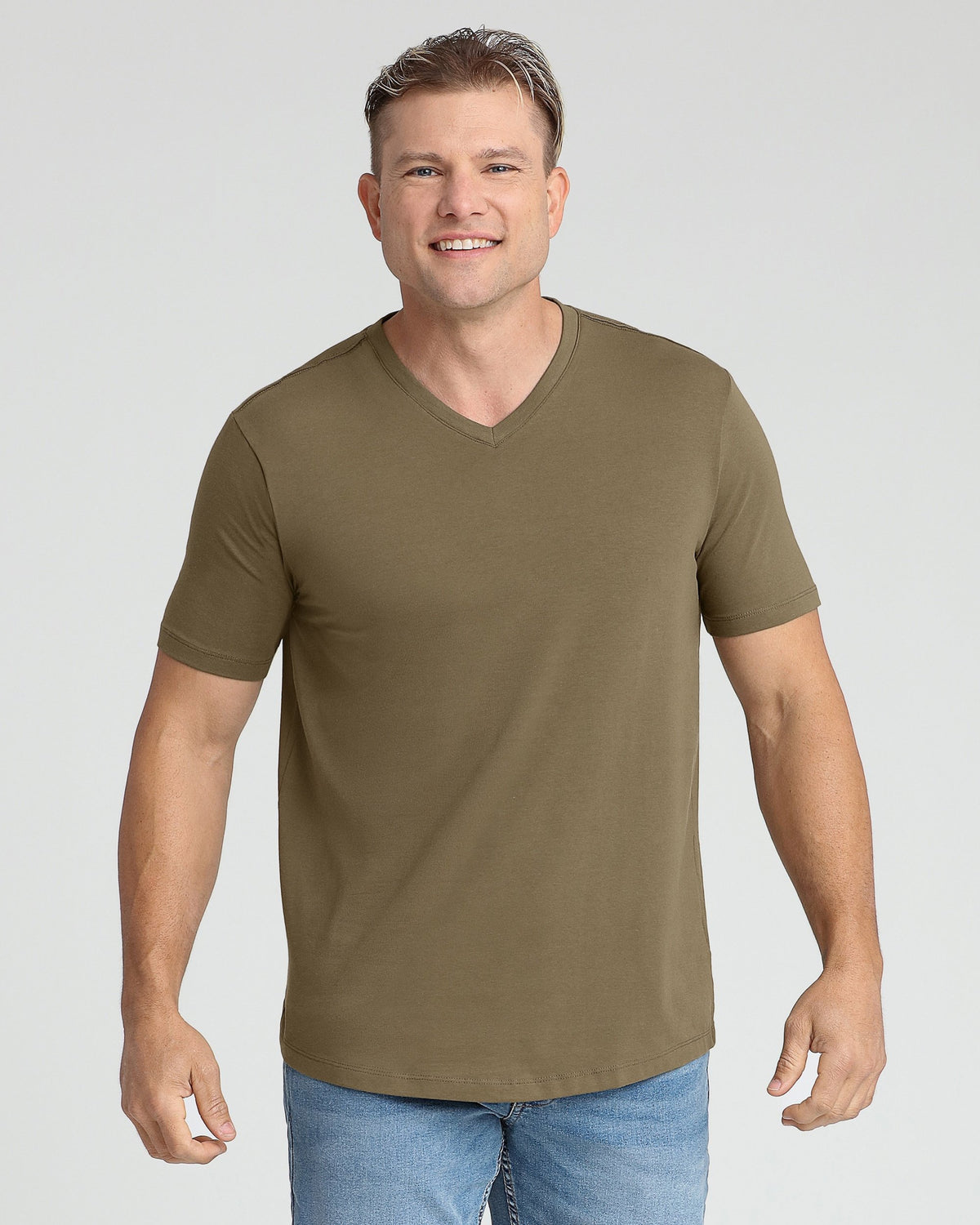 Organic V-Neck T-Shirt / Military Olive