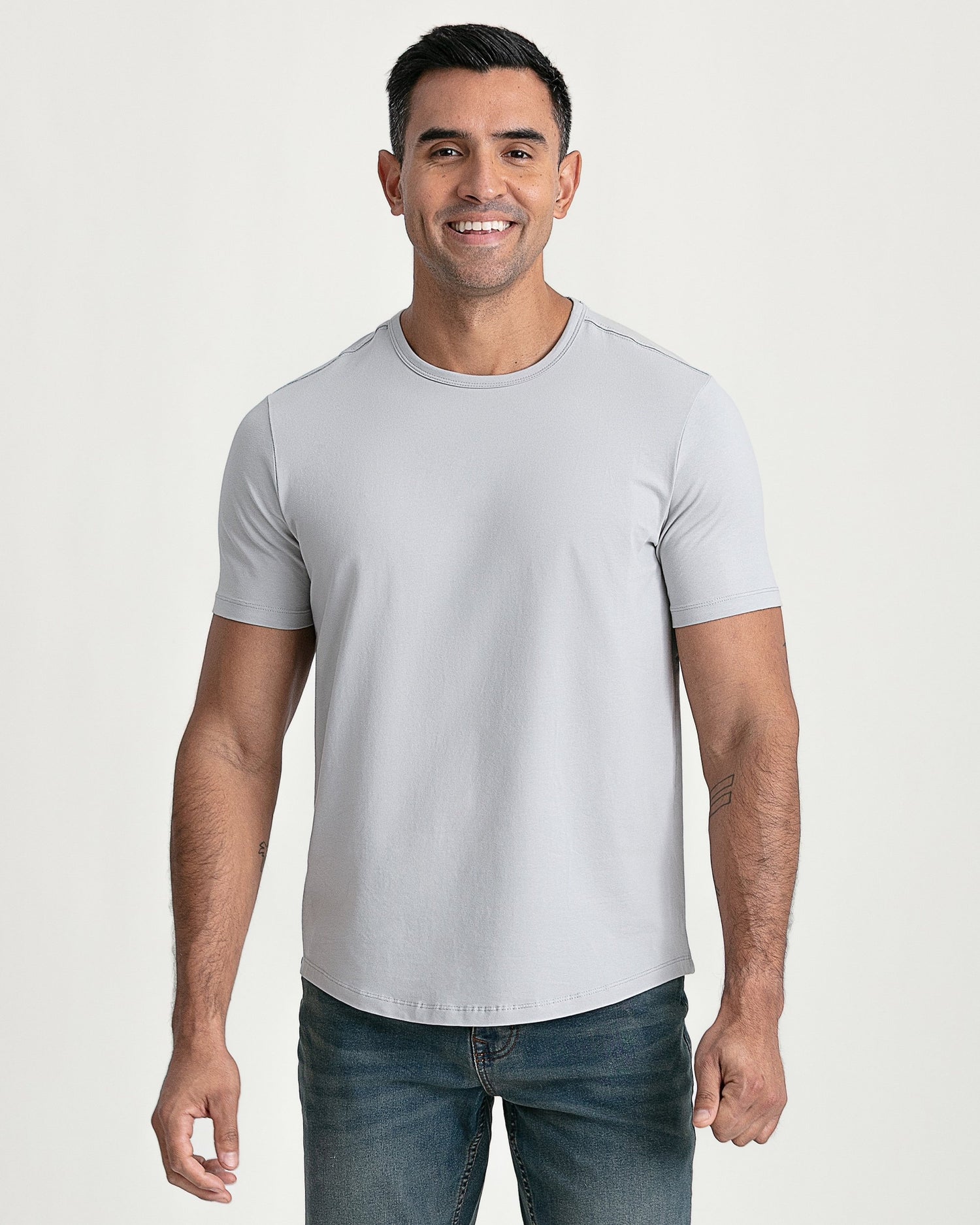 Organic Crew Neck T-Shirt / Light Grey