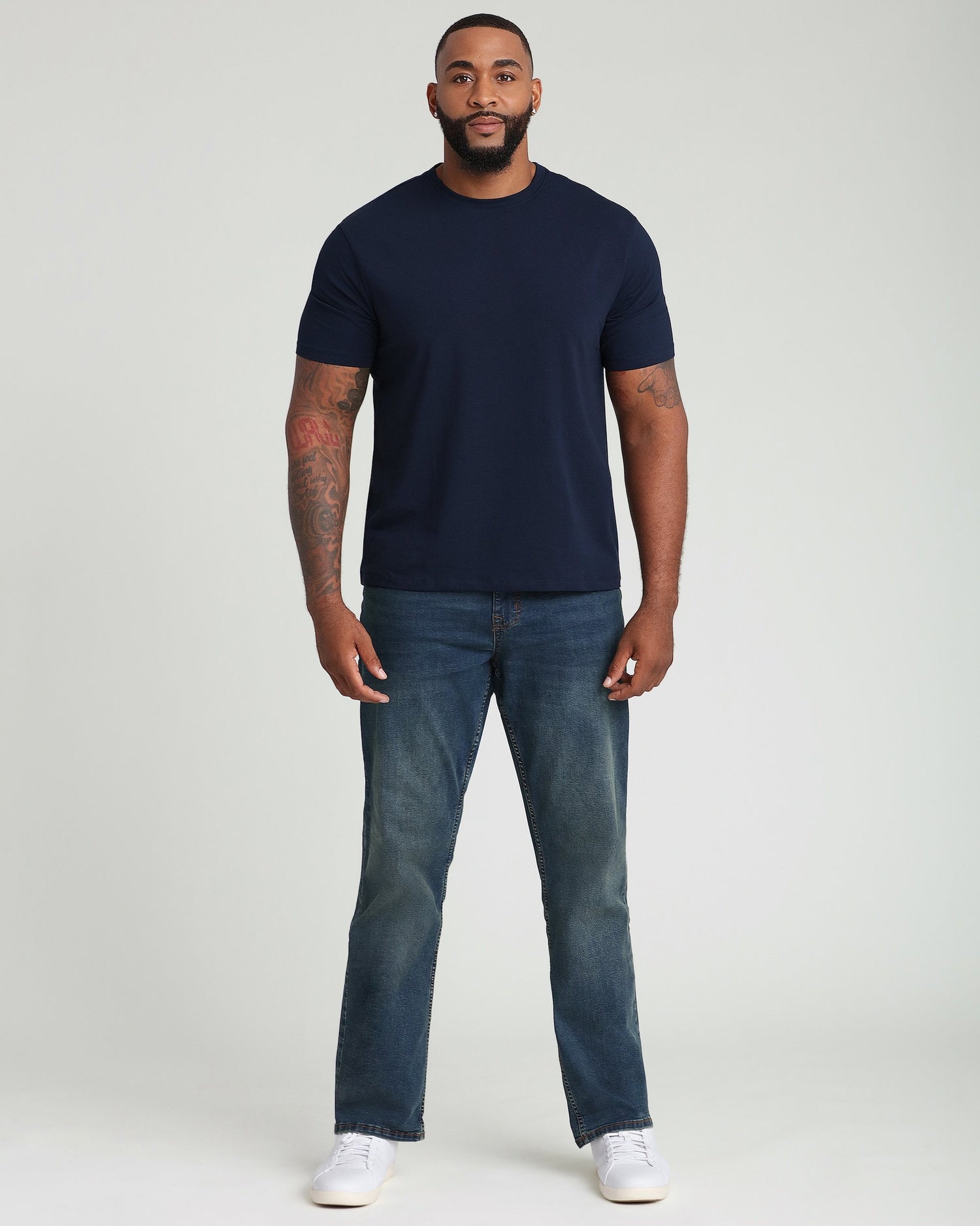 Organic Athletic Fit Crew Neck T-Shirt / Navy