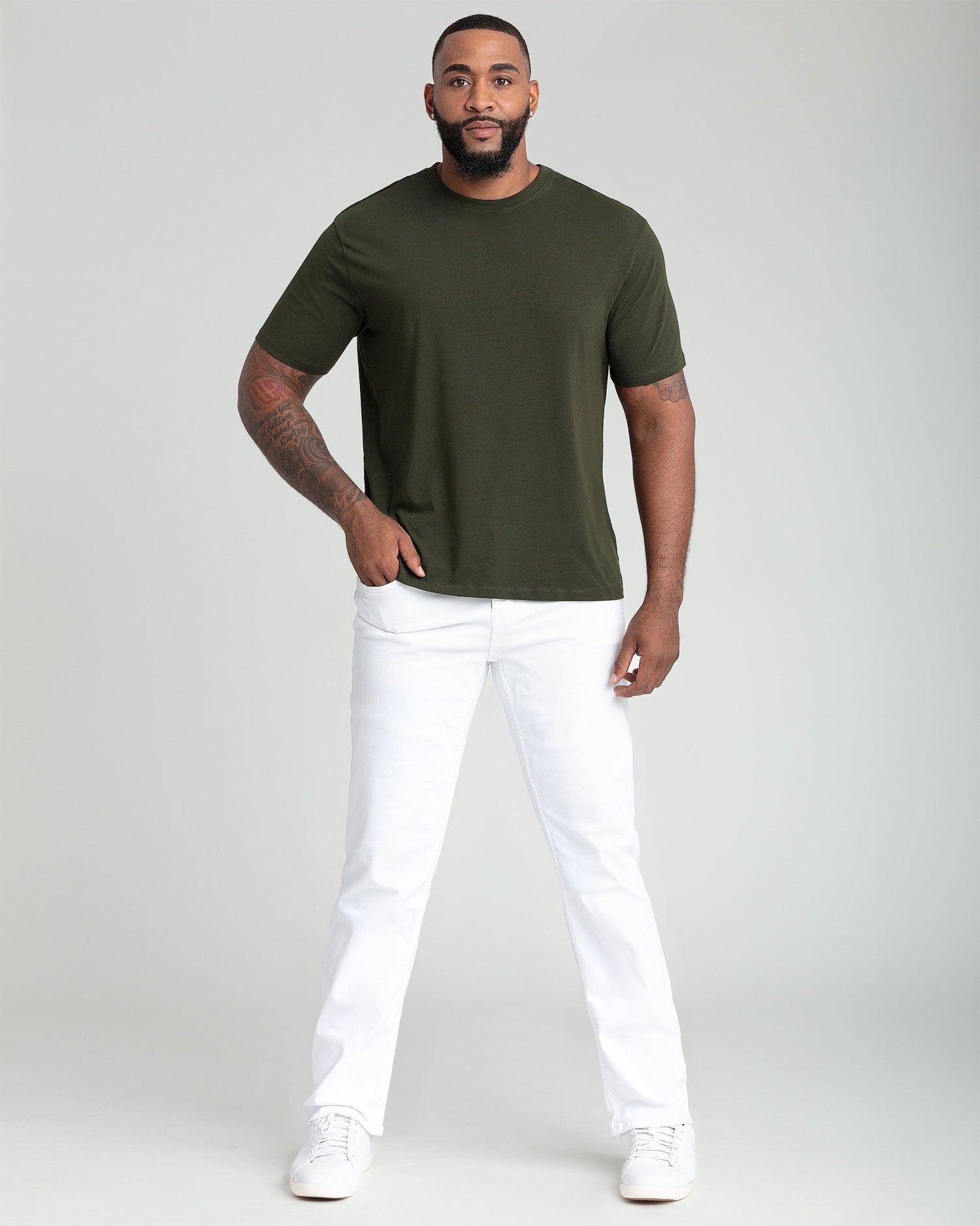 Organic Athletic Fit Crew Neck T-Shirt / Olive
