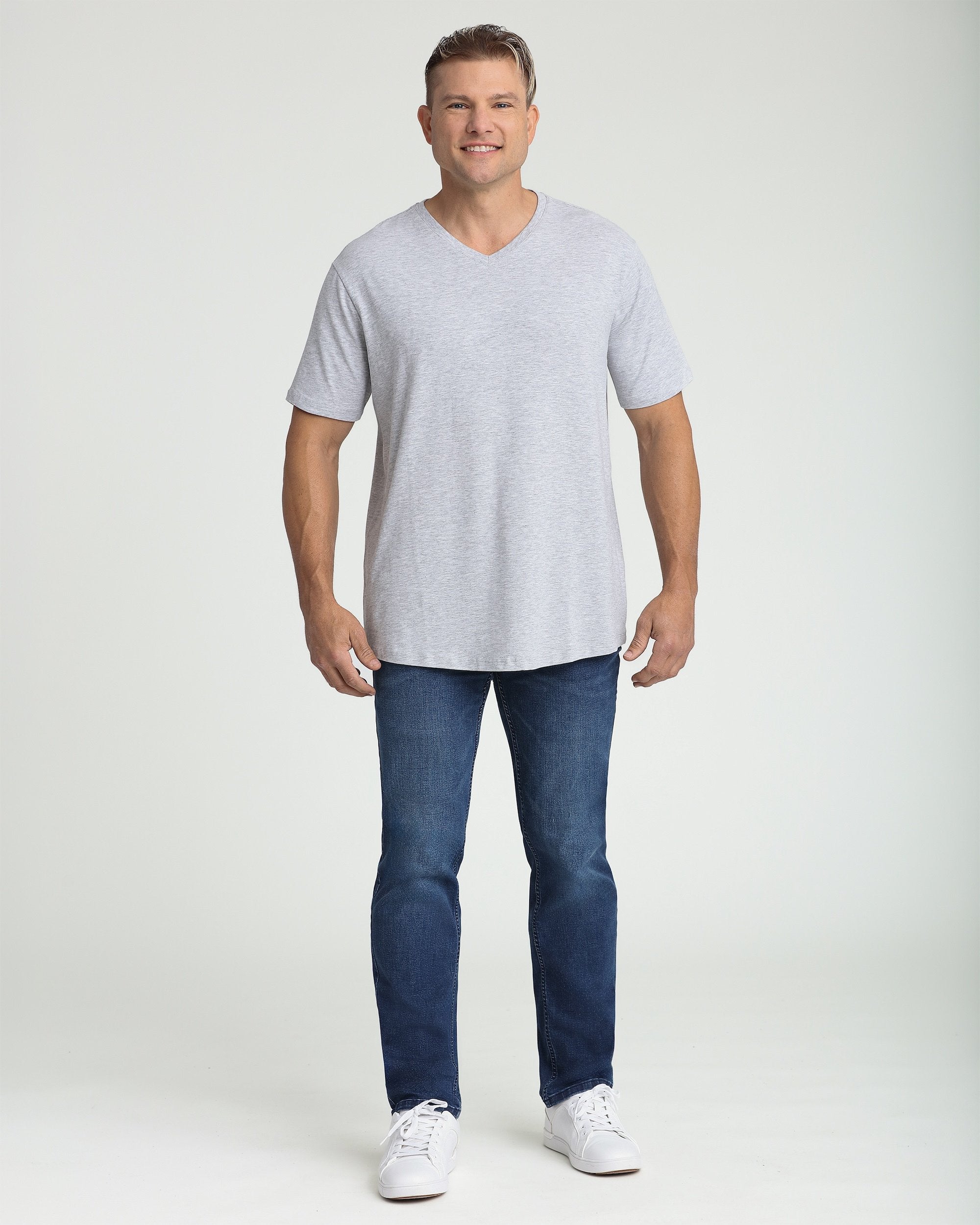 Organic V-Neck T-Shirt / Heather Grey | The Perfect Jean