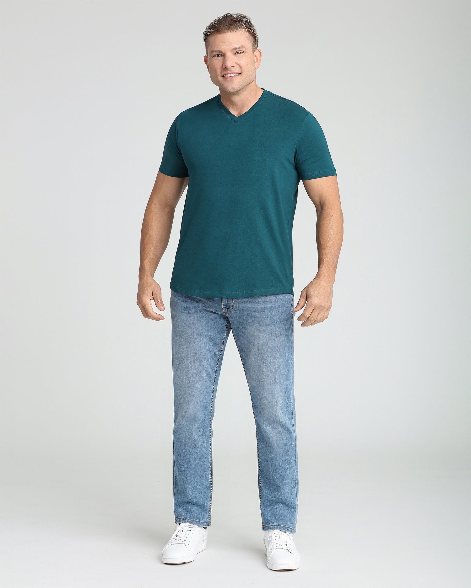 Organic V-Neck T-Shirt / Teal