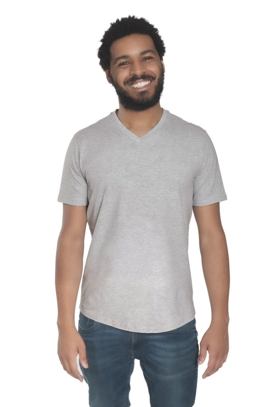 Organic V-Neck T-Shirt / Heather Grey