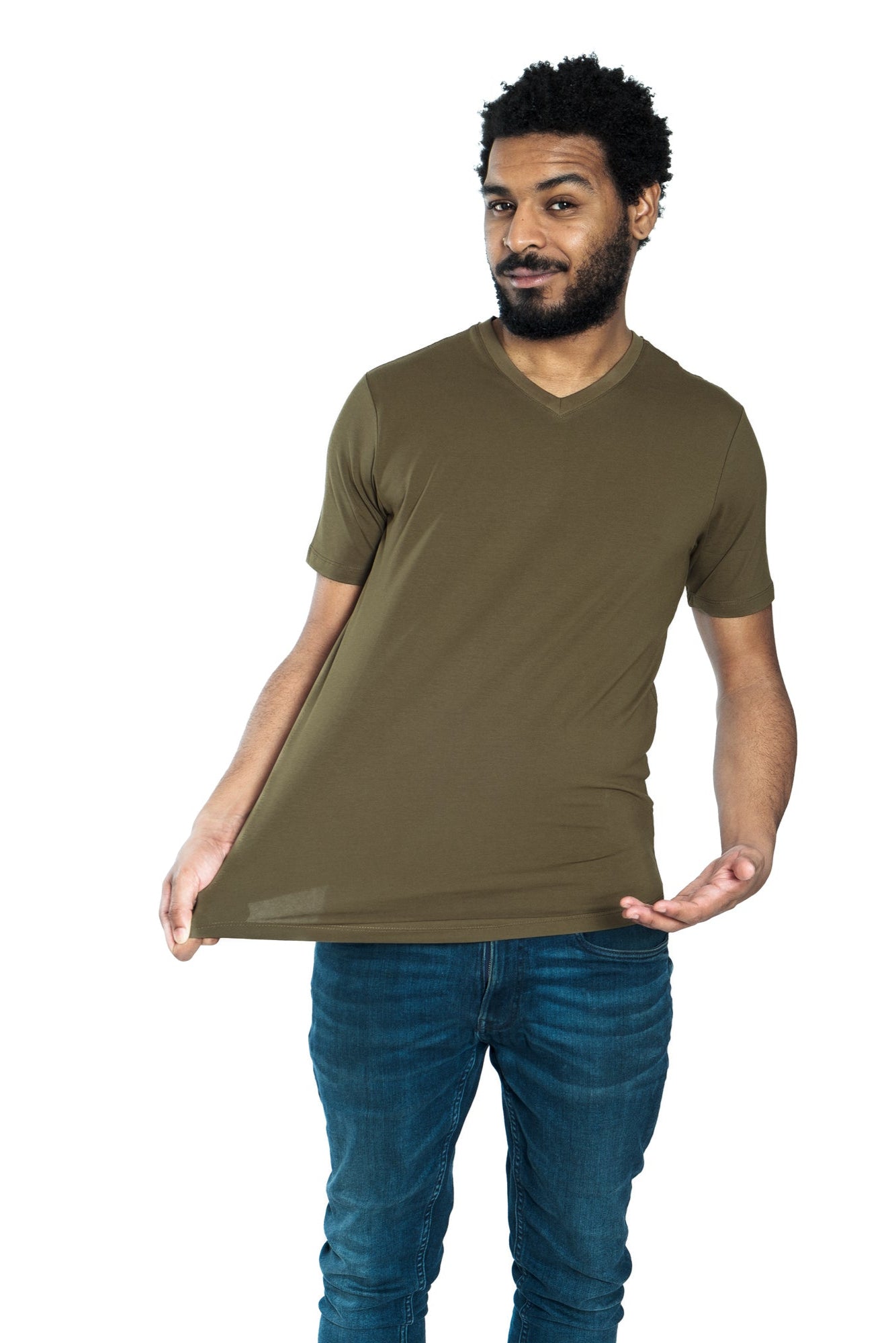 Organic V-Neck T-Shirt / Military Olive