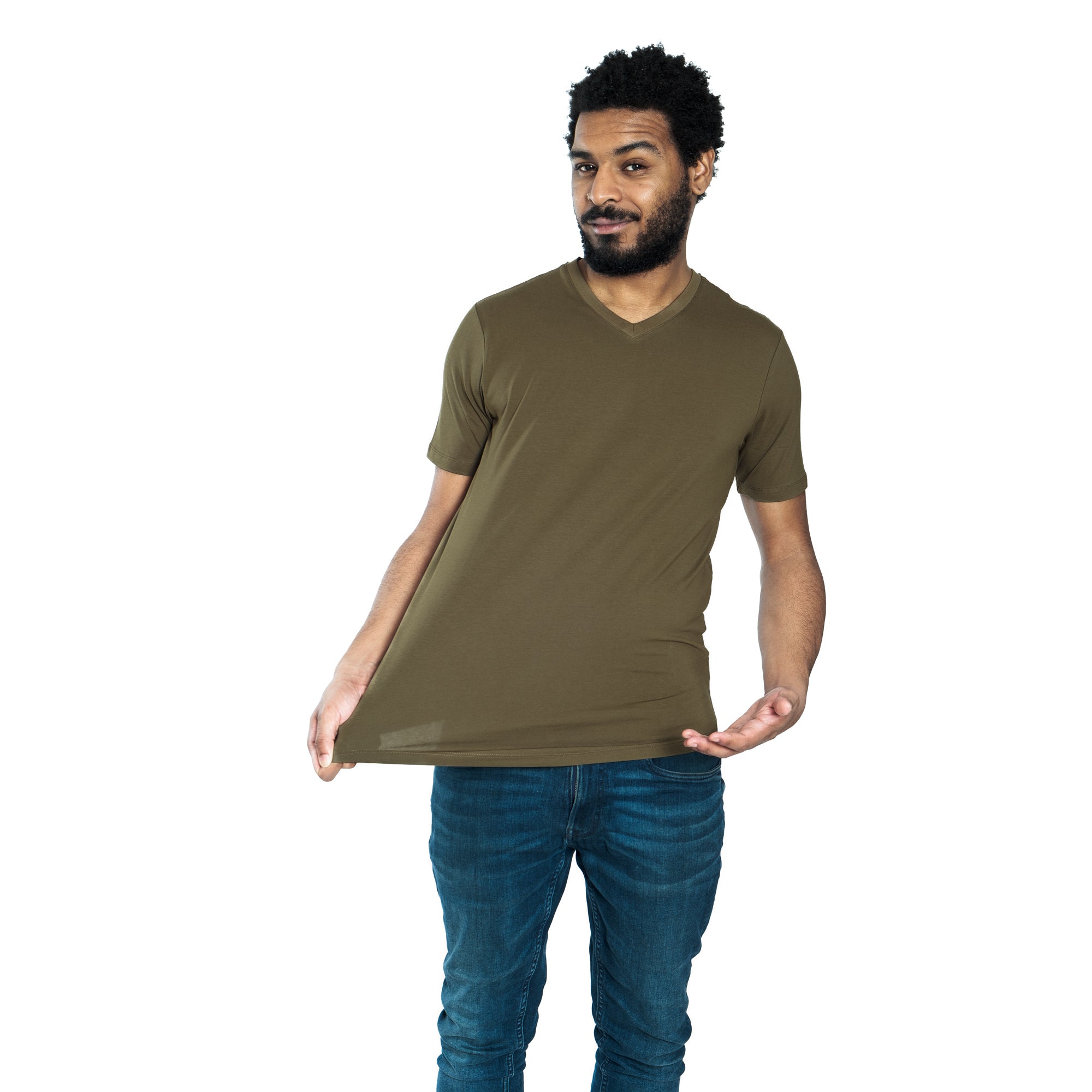 Organic V-Neck T-Shirt / Military Olive
