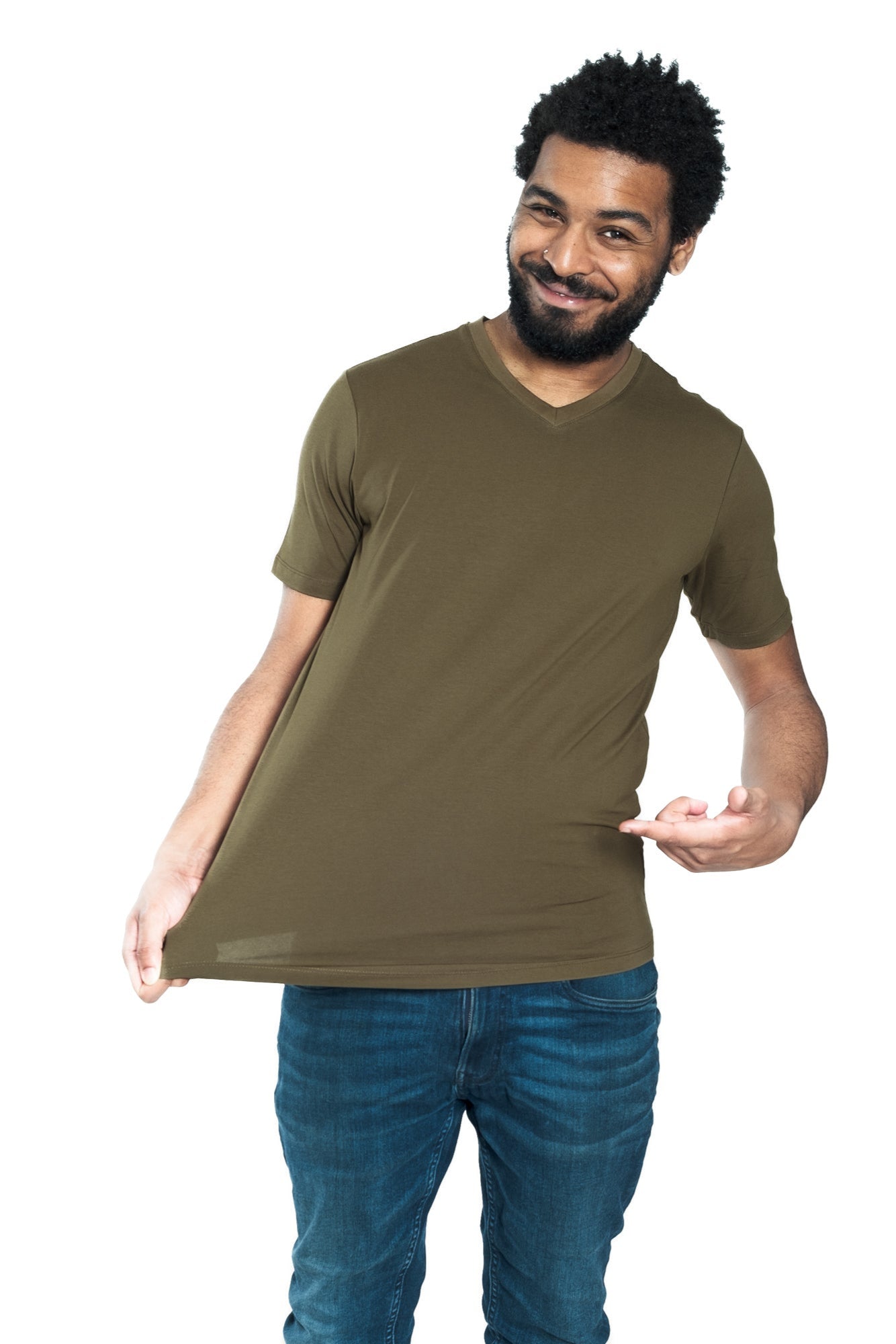 Organic V-Neck T-Shirt / Military Olive