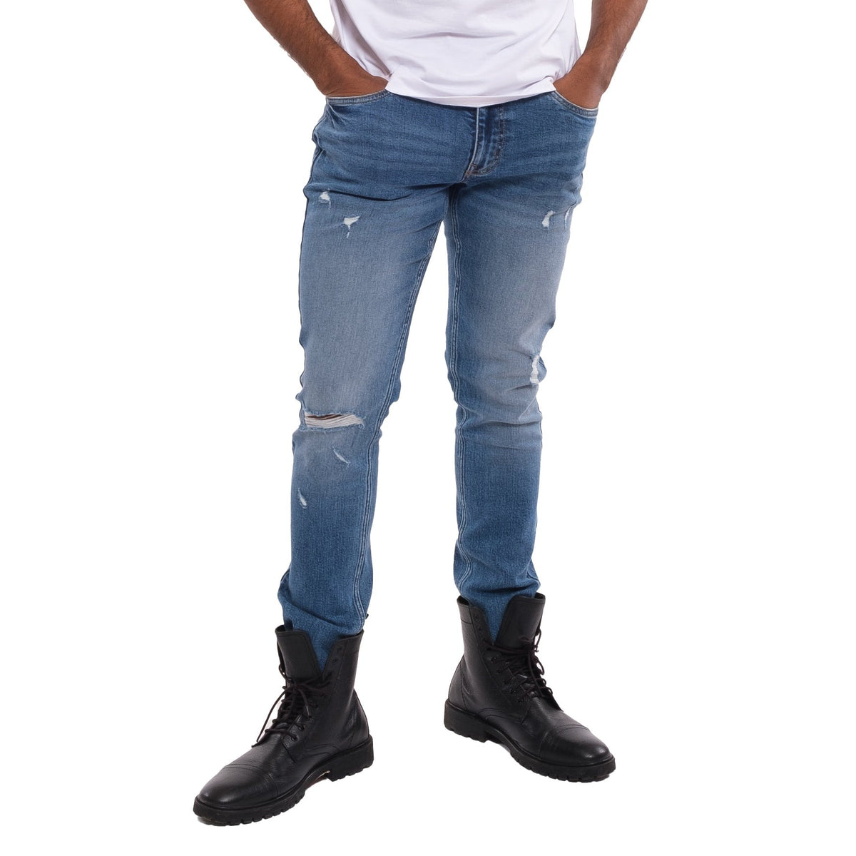 Slim Fit / Glacier (Ripped - Med Blue)