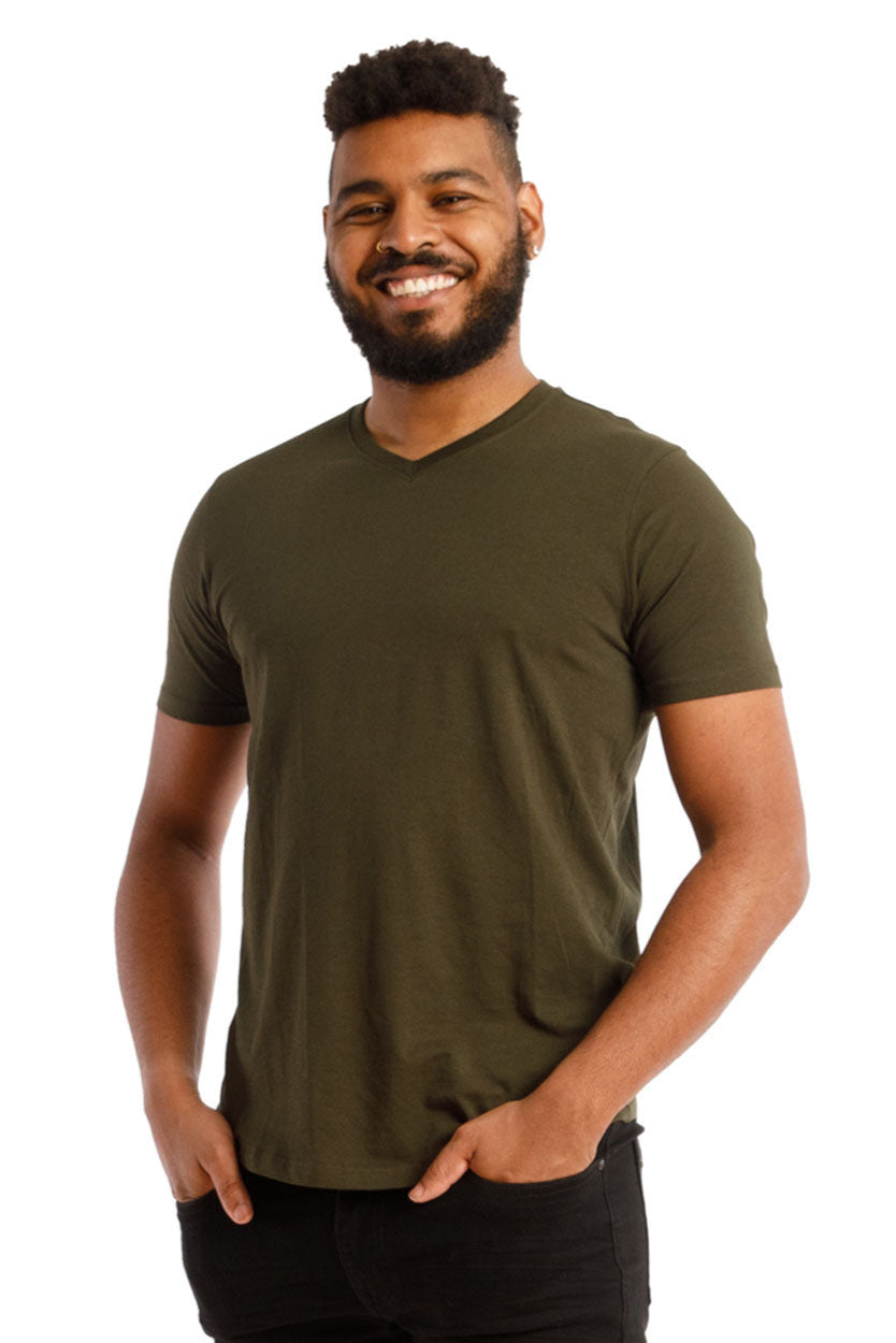 Organic V-Neck T-Shirt / Olive