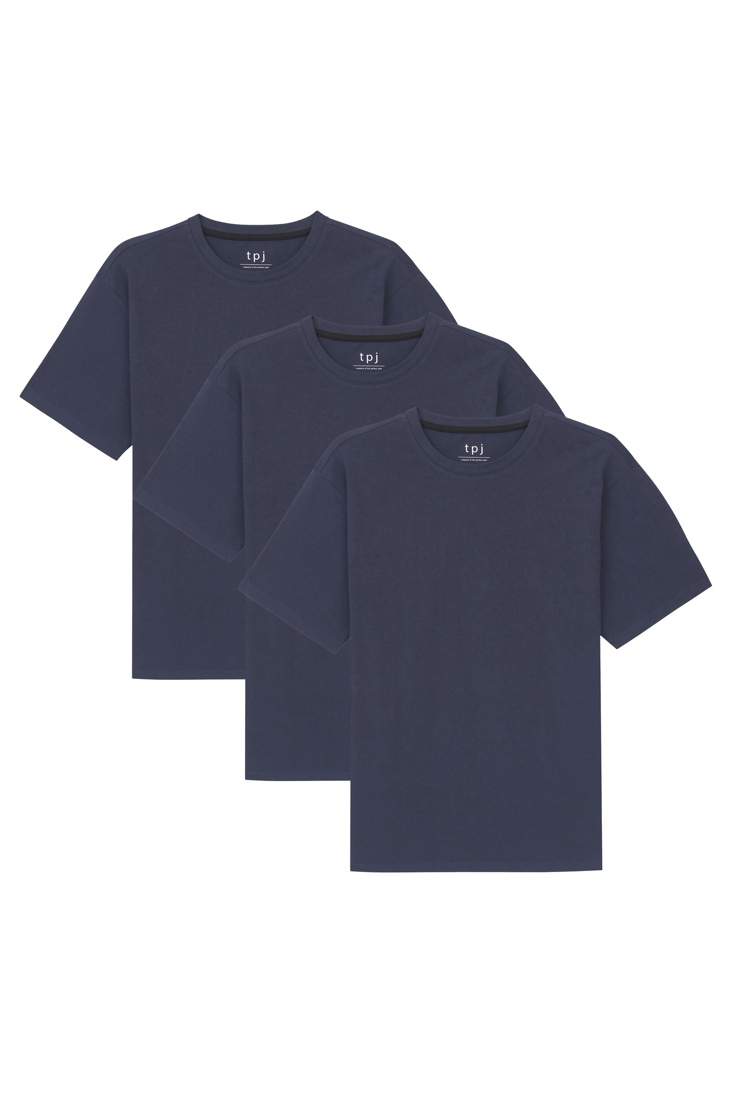 Organic Athletic Fit Crew Neck T-Shirt 3 Pack / Navy