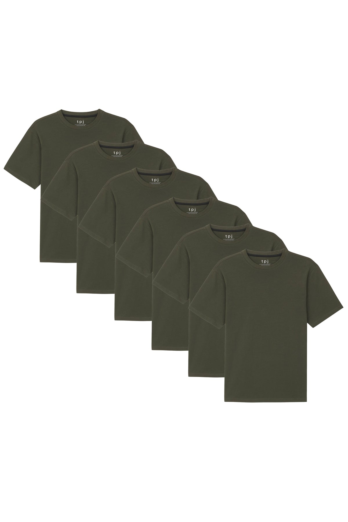 Organic Athletic Fit Crew Neck T-Shirt 6 Pack / Olive