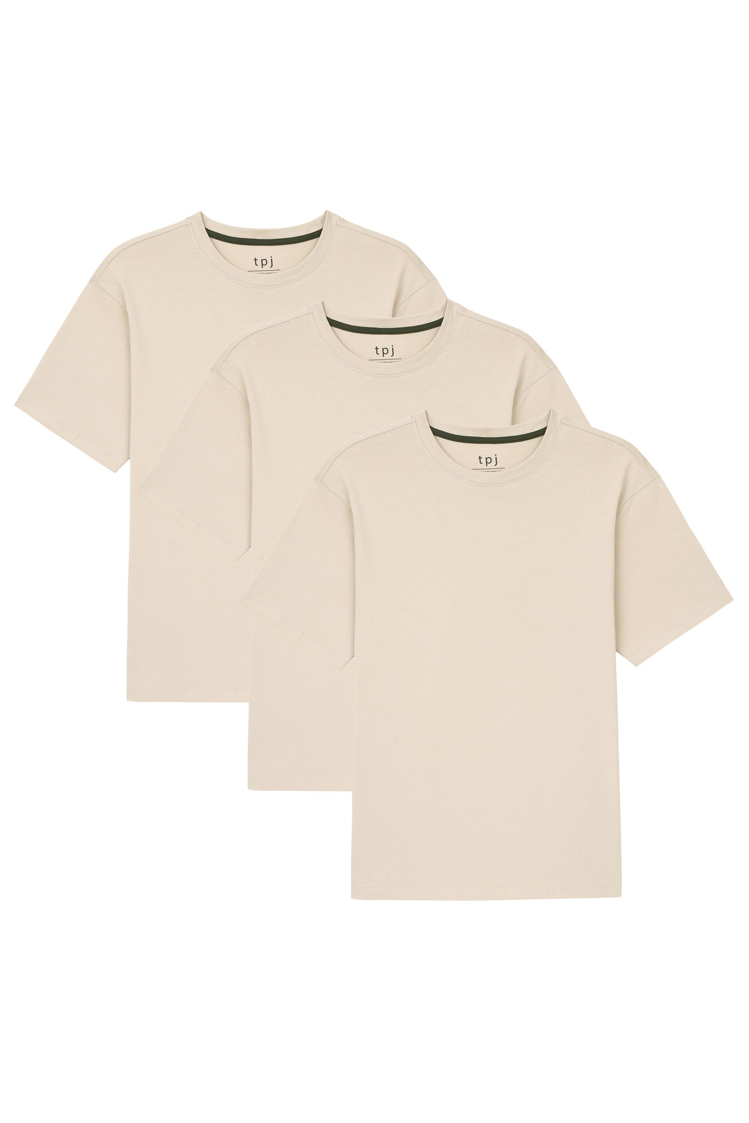Organic Athletic Fit Crew Neck T-Shirt 3 Pack / Tan
