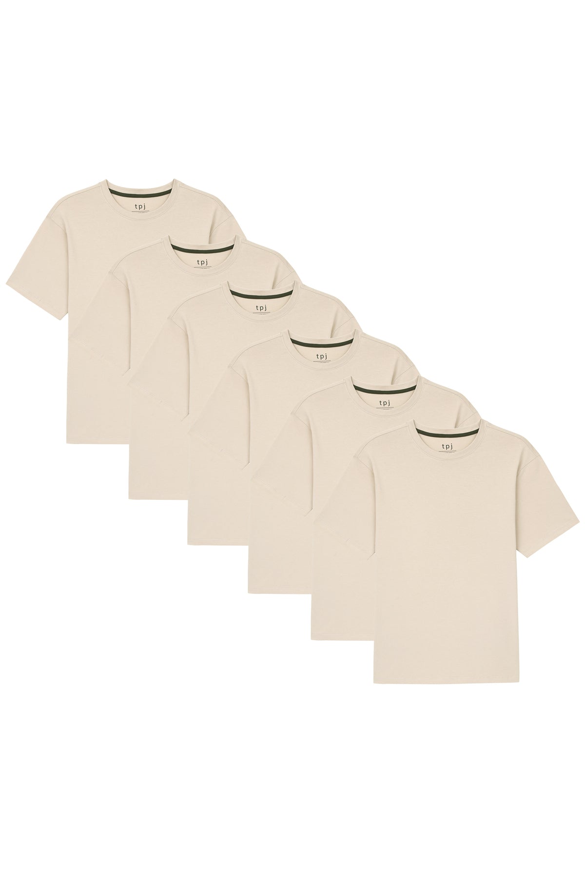 Organic Athletic Fit Crew Neck T-Shirt 6 Pack / Tan