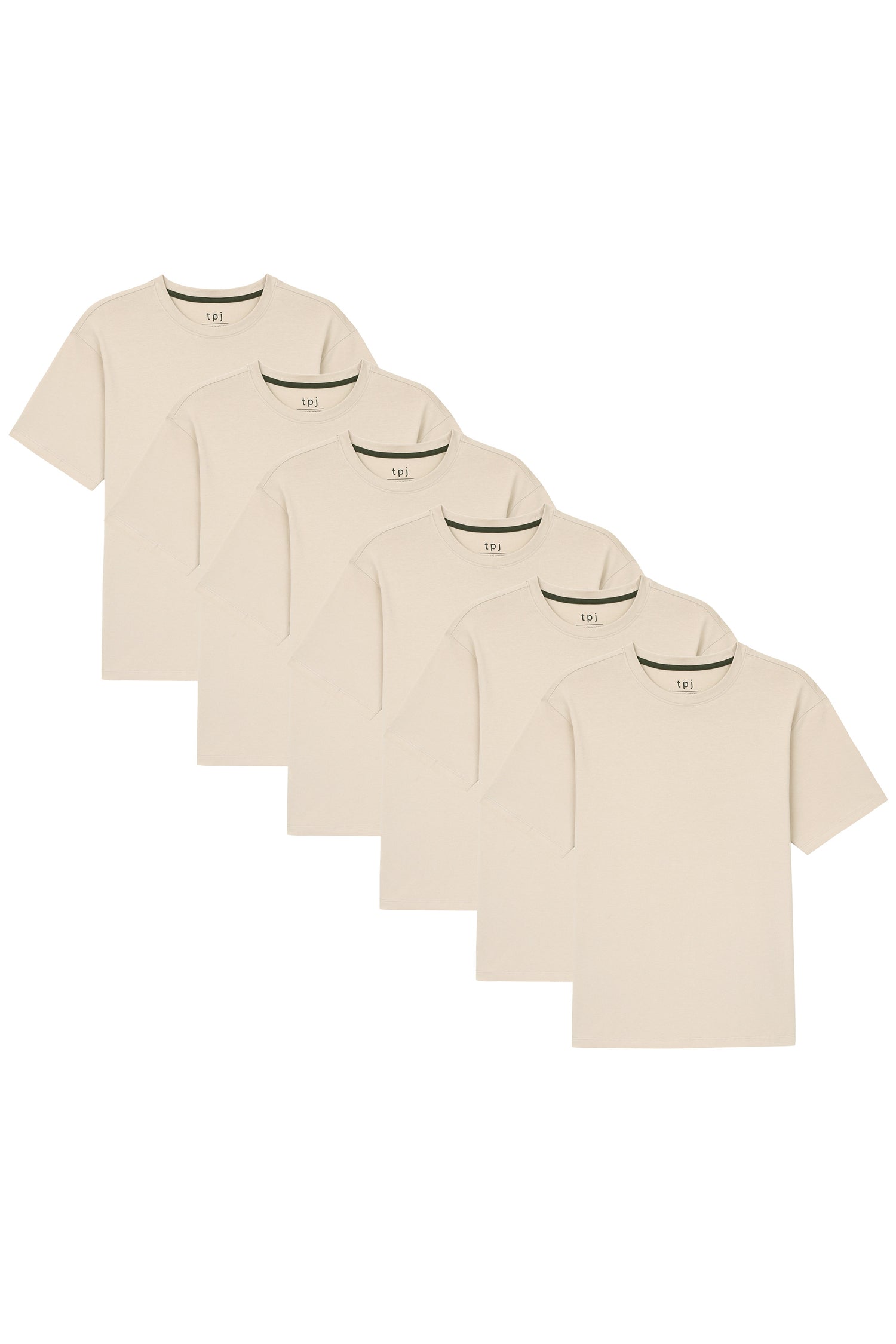 Organic Athletic Fit Crew Neck T-Shirt 6 Pack / Tan