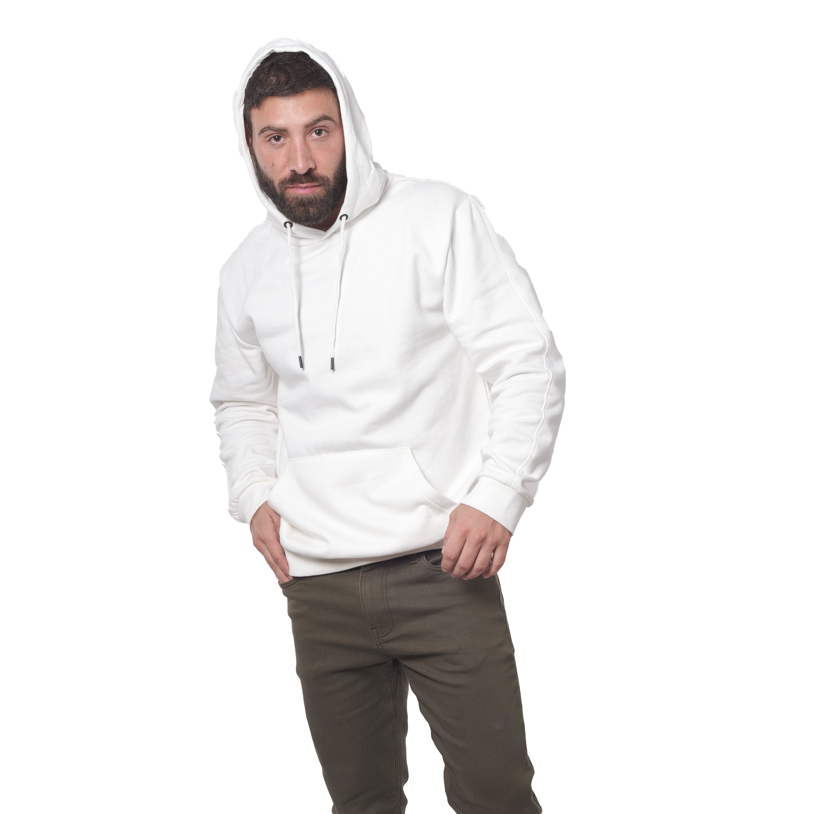 White cotton hoodie online mens