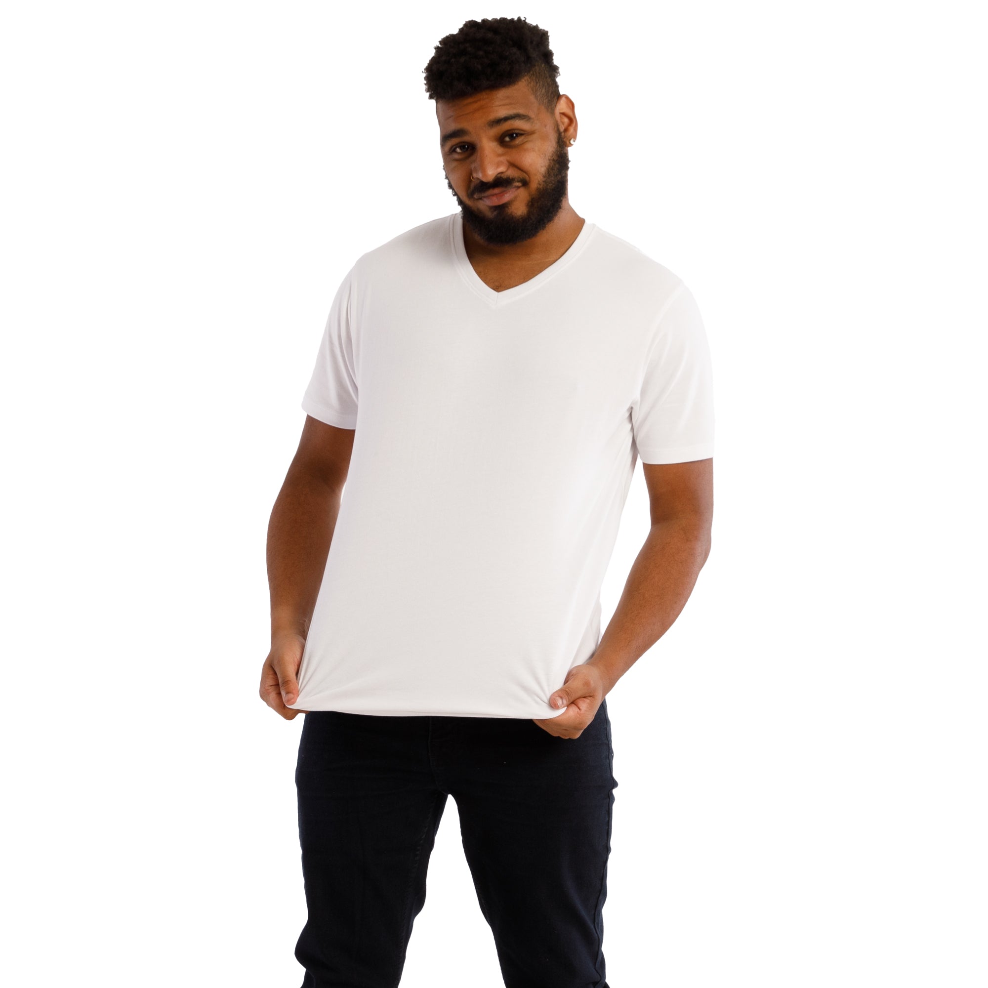 White cotton v store neck t shirt