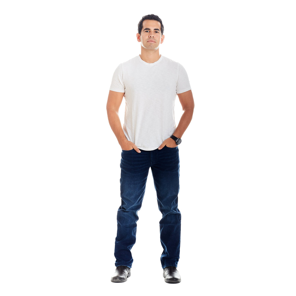Dark Blue Versatile Skinny Jeans Slim Fit High Stretch Slant