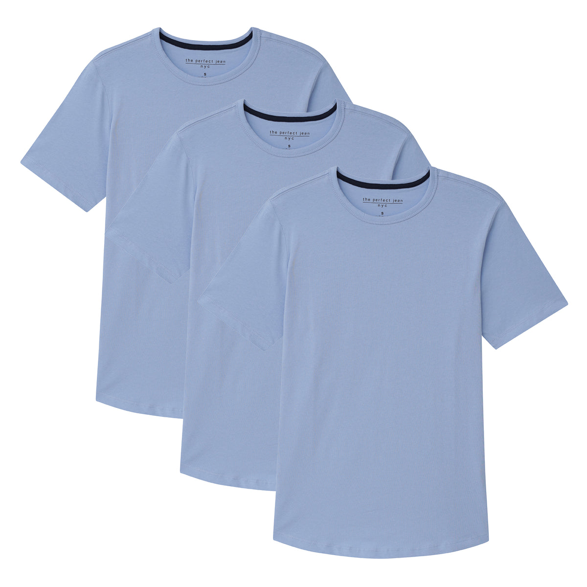 Organic Crew Neck T-Shirt 3 Pack / Light Blue