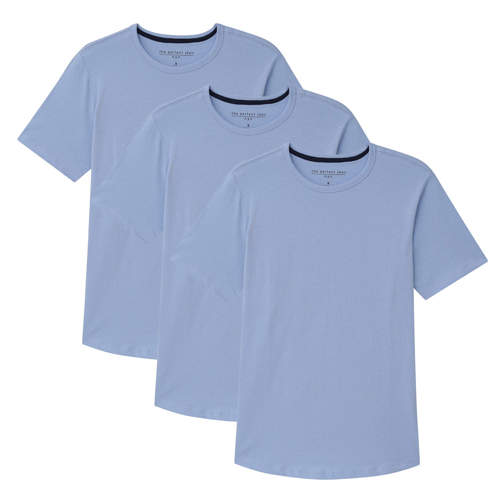 Organic Crew Neck T-Shirt 3 Pack / Light Blue | The Perfect Jean