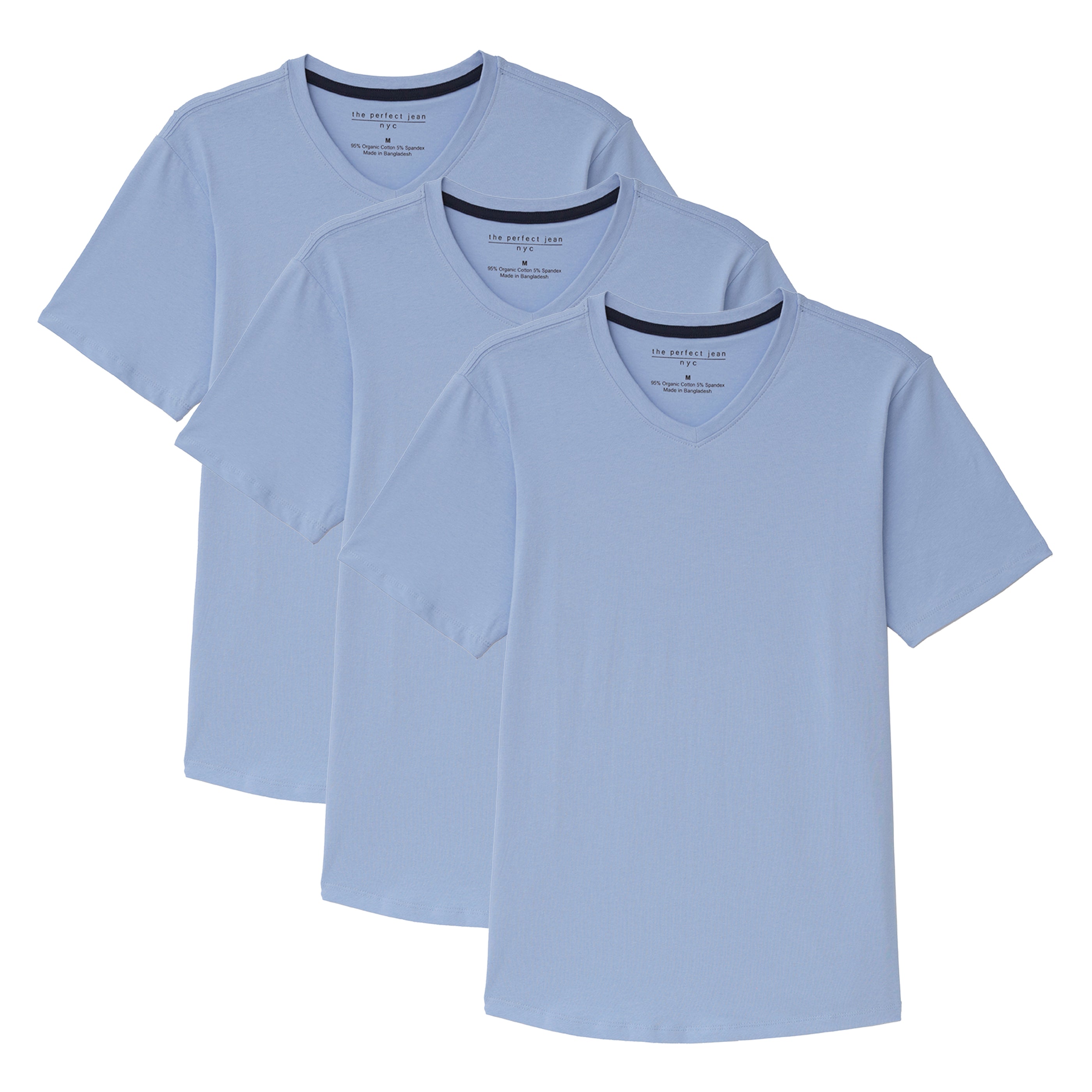 Organic V-Neck T-Shirt 3 Pack / Light Blue