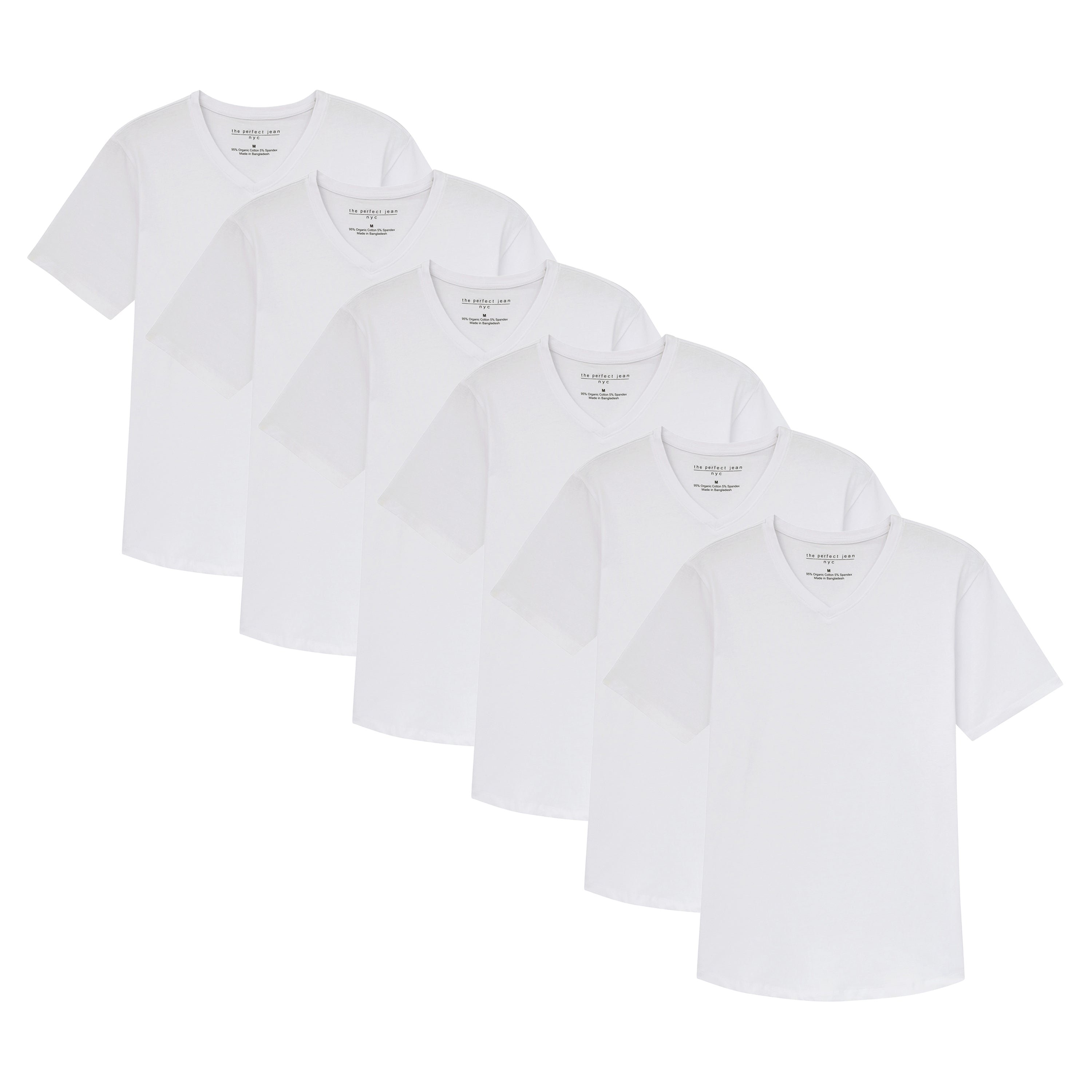 Organic V-Neck T-Shirt 6 Pack / White