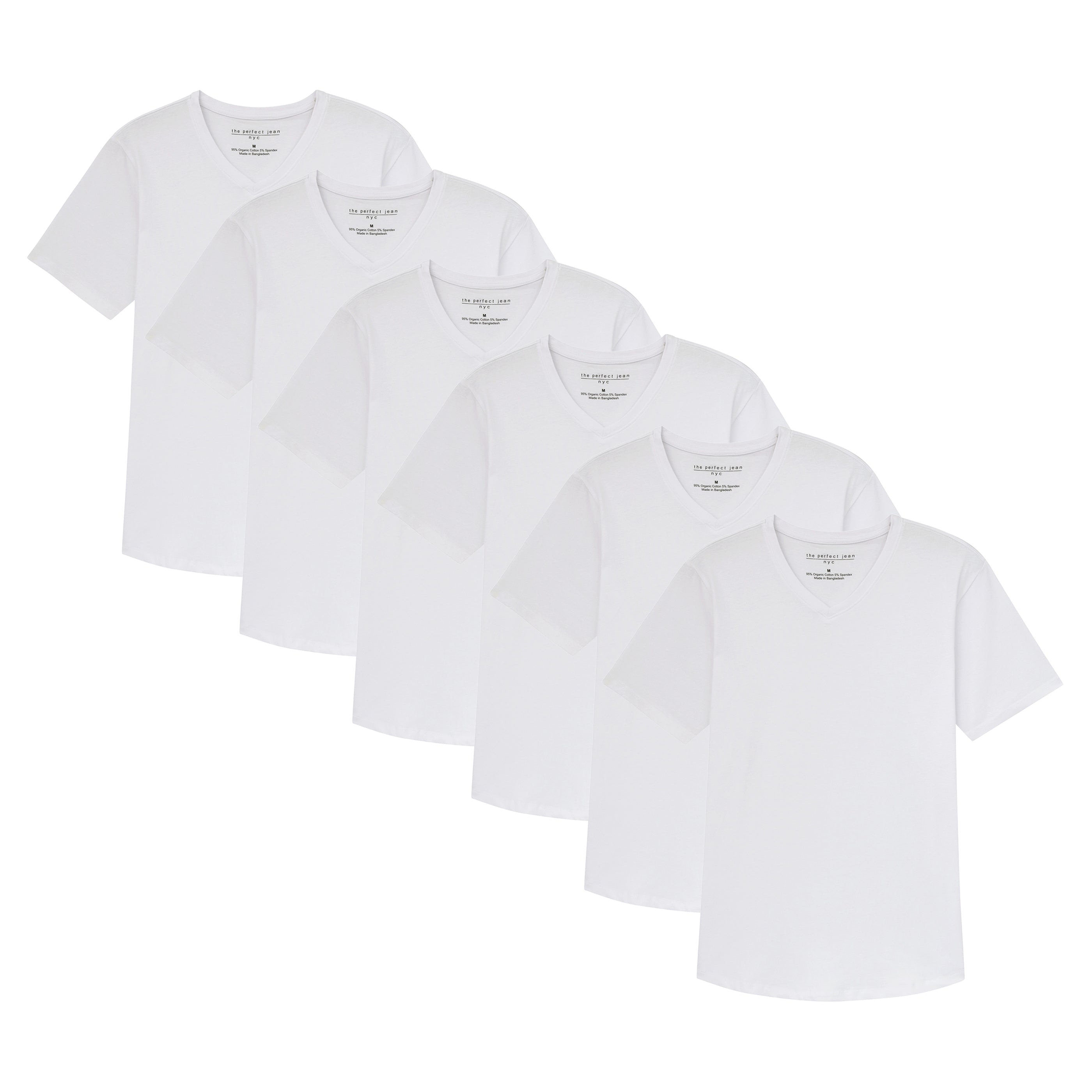 Organic V-Neck T-Shirt 6 Pack / White