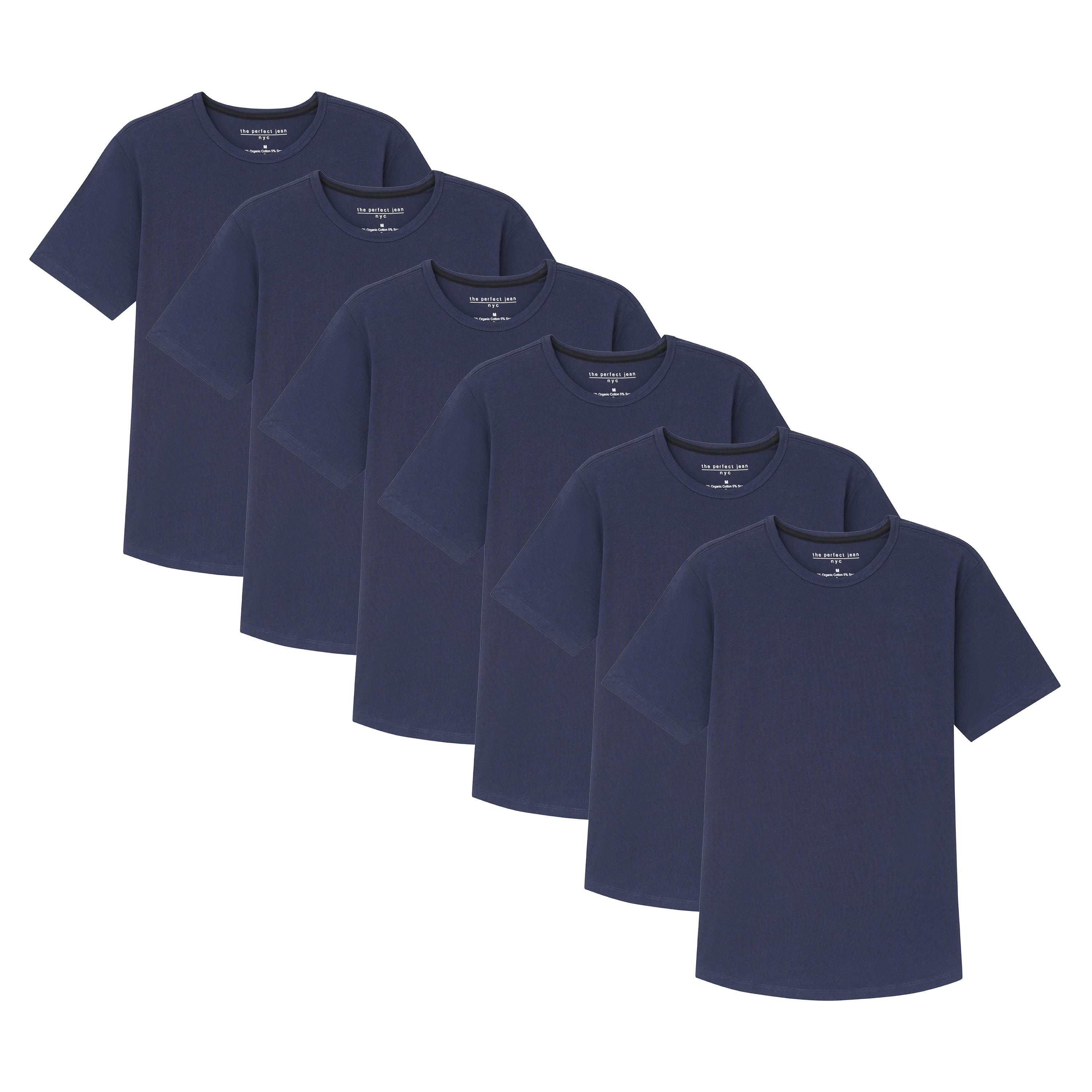 Organic Crew Neck T-Shirt 6 Pack / Navy - Navy / XXL
