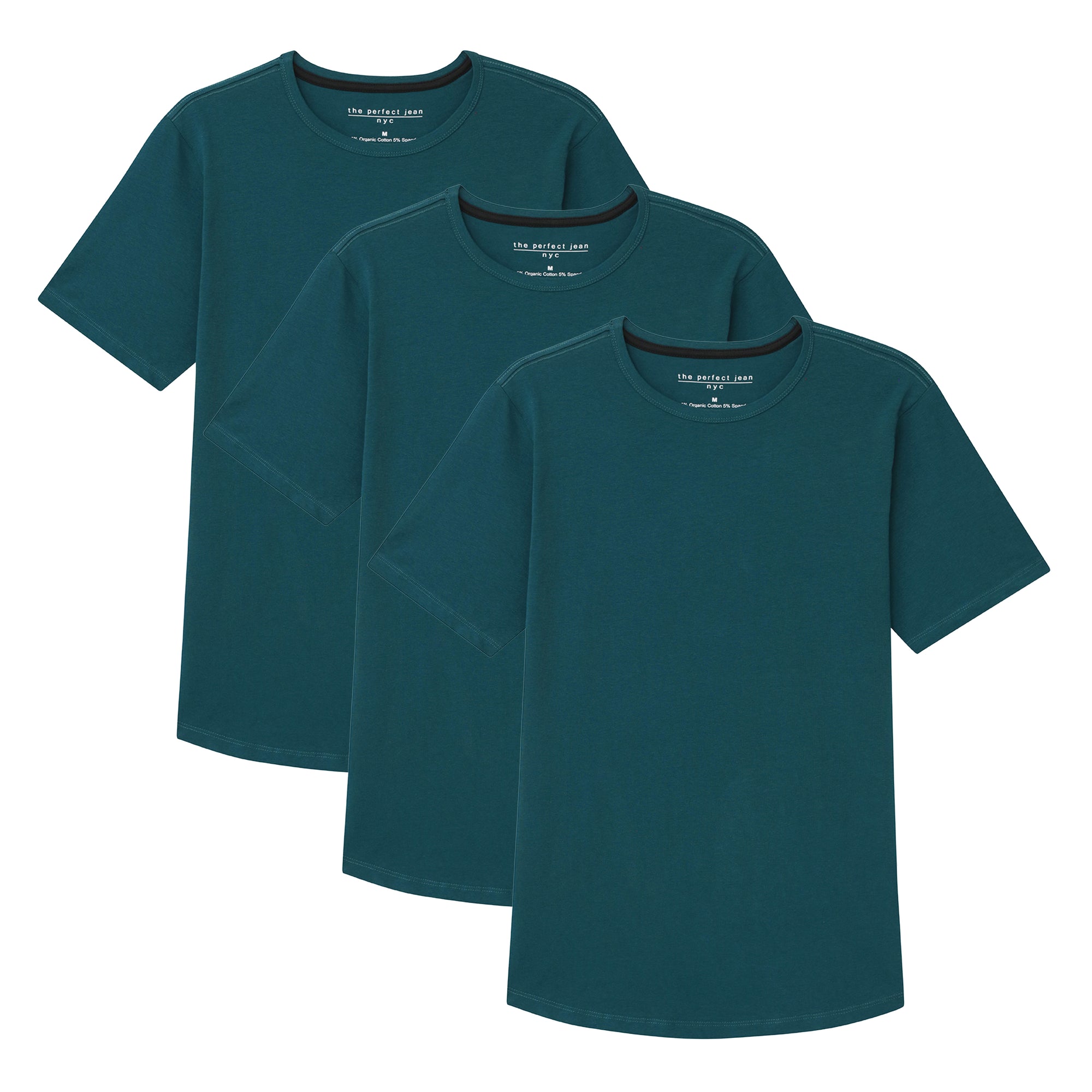 Organic Crew Neck T-Shirt 3 Pack / Teal | The Perfect Jean