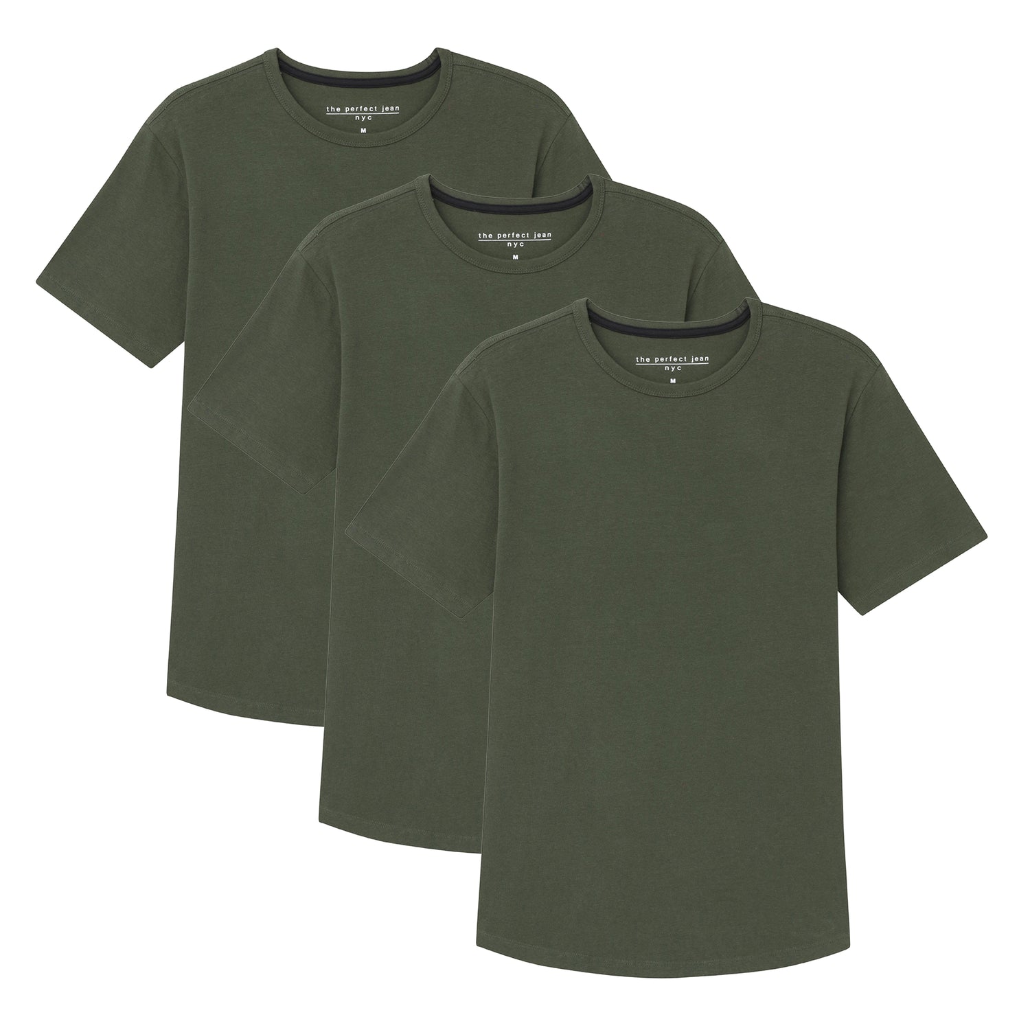 Organic Crew Neck T-Shirt 3 Pack / Olive