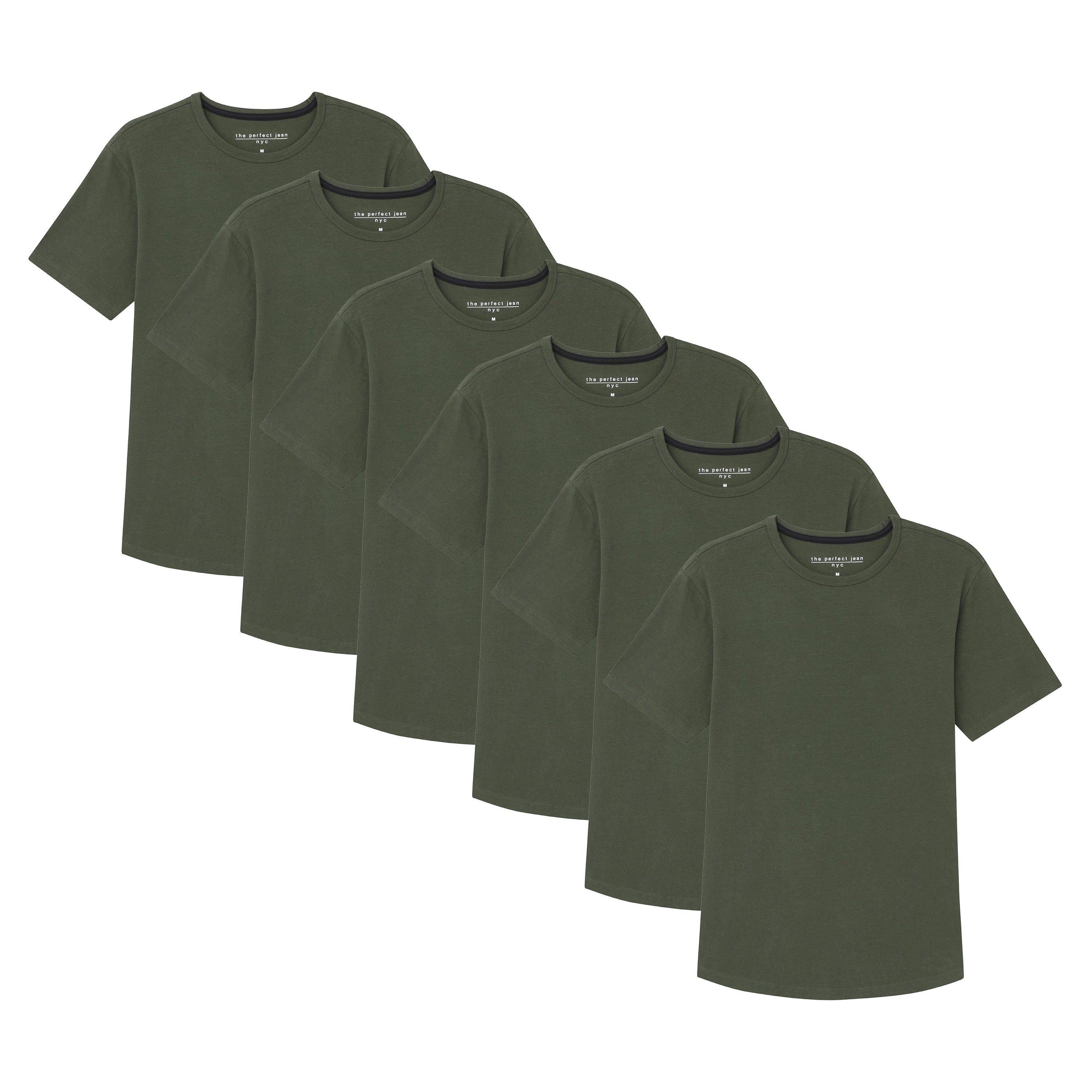Organic Crew Neck T-Shirt 6 Pack / Olive - Olive / XXL