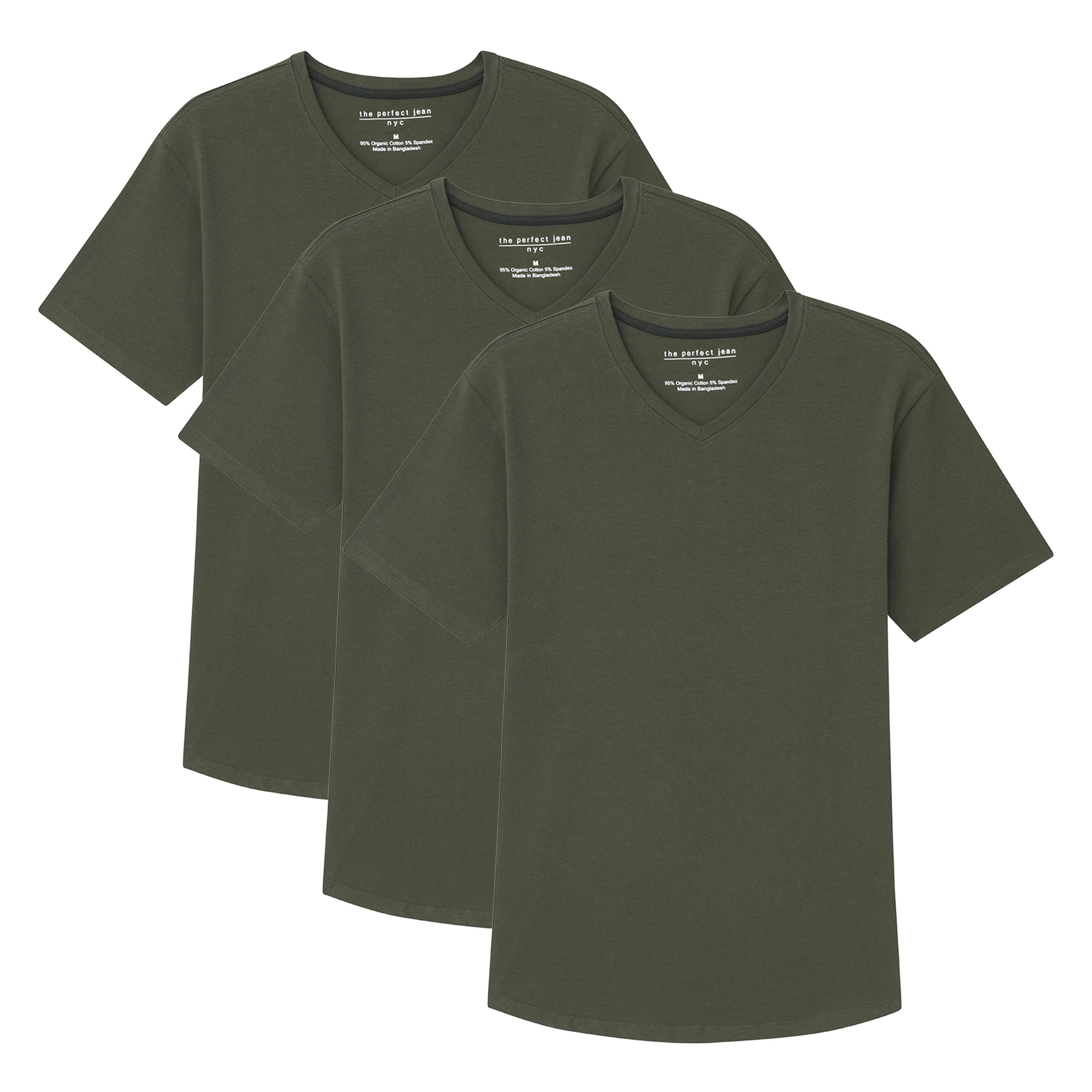 Organic V-Neck T-Shirt 3 Pack / Olive