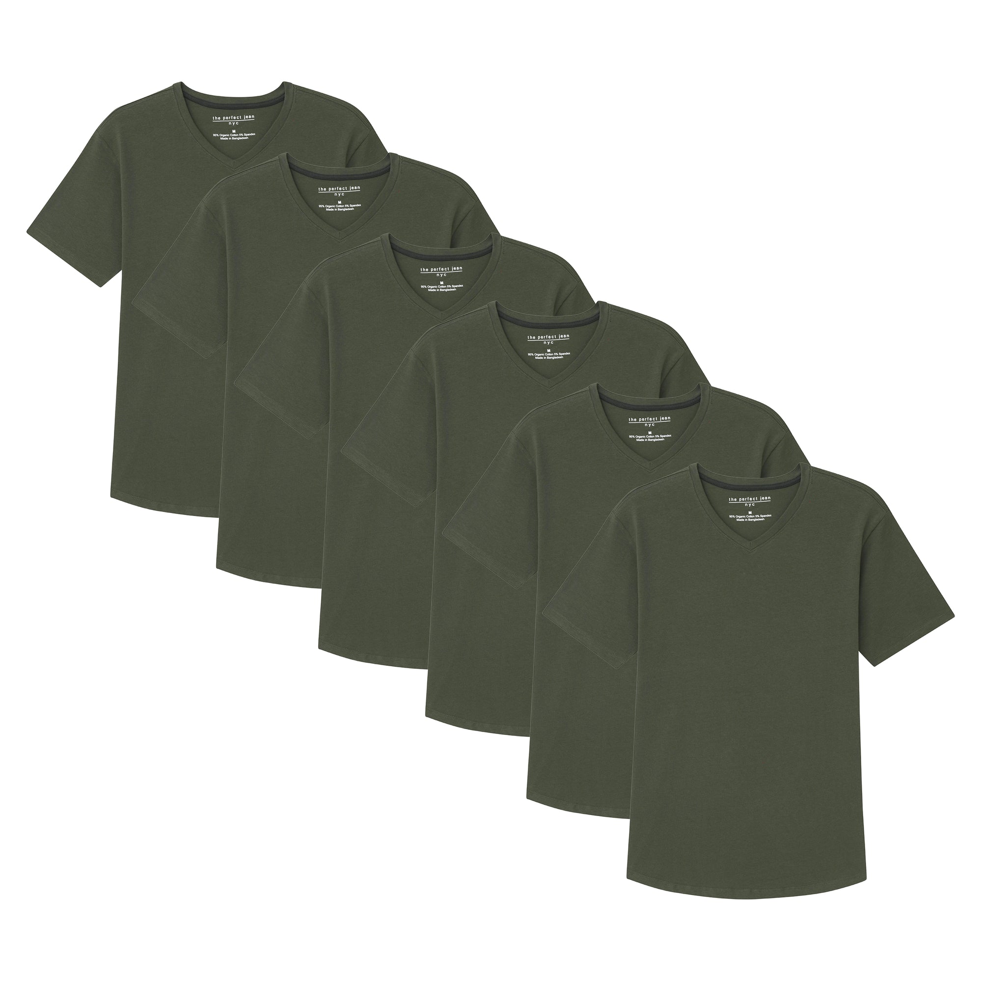 Organic V-Neck T-Shirt 6 Pack / Olive