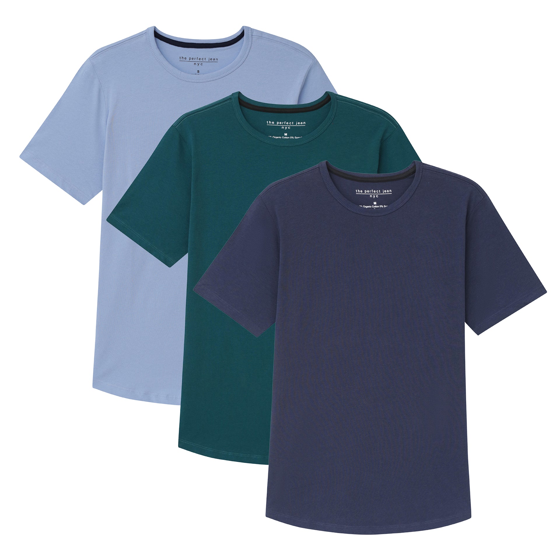 Organic Crew Neck T-Shirt 3 Pack / Sky to Sea | The Perfect Jean
