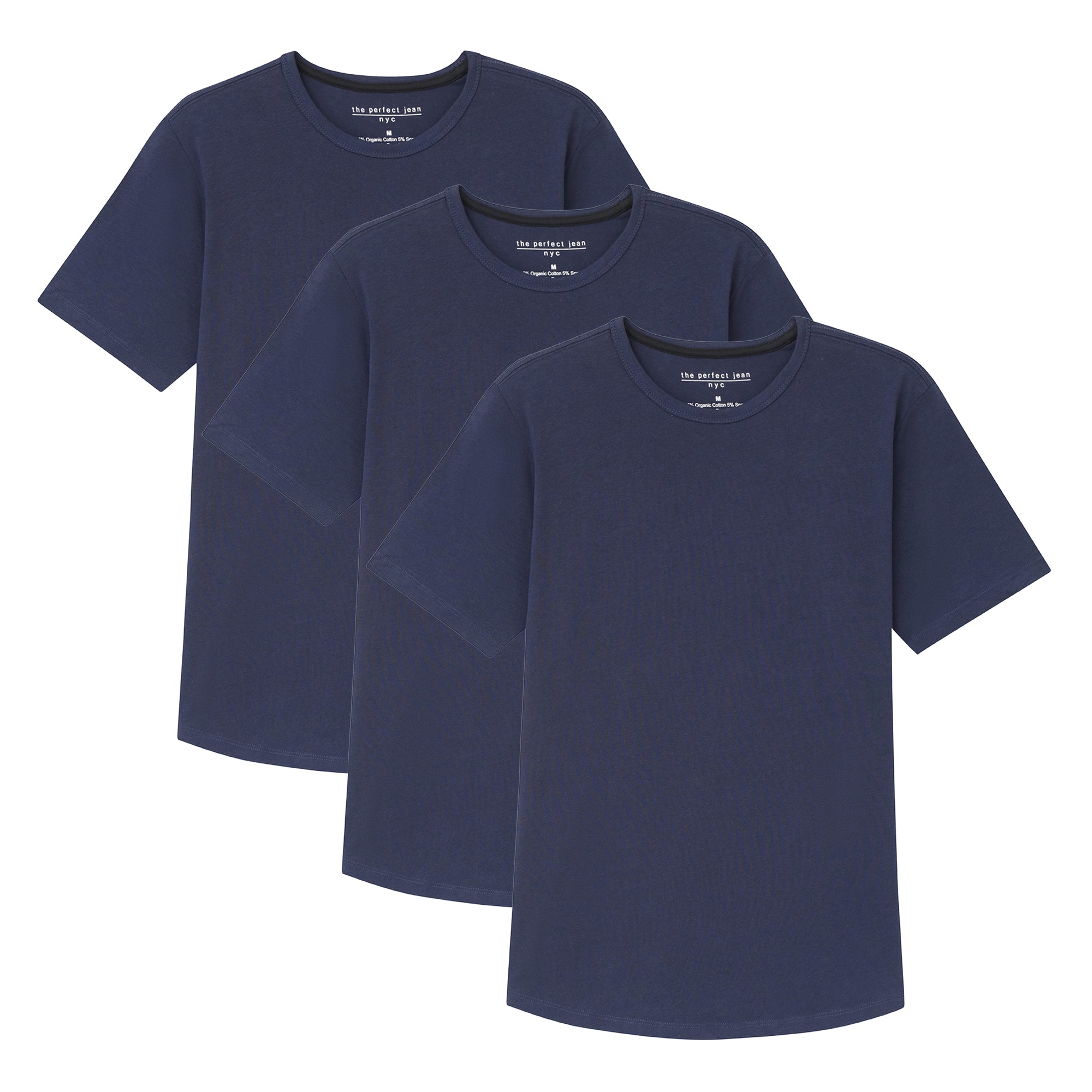 Organic Crew Neck T-Shirt 3 Pack / Navy | The Perfect Jean