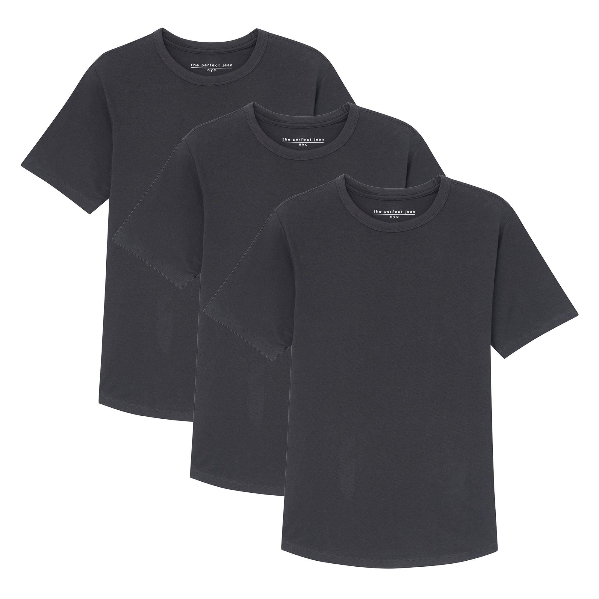 Organic Crew Neck T-Shirt 3 Pack / Black | The Perfect Jean