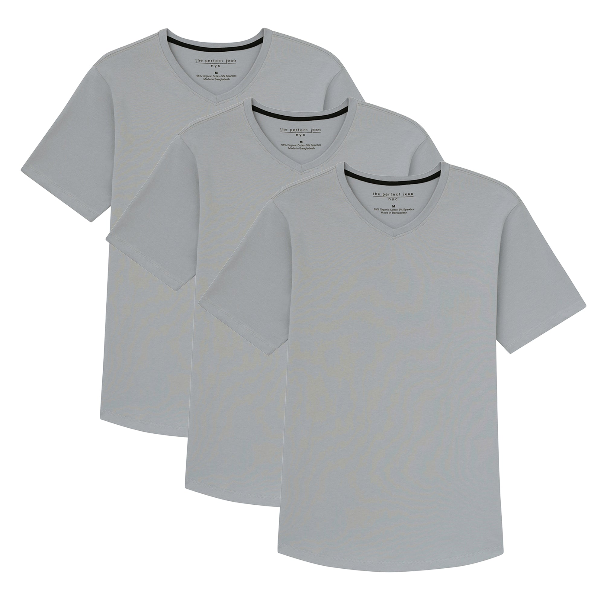 Organic V-Neck T-Shirt 3 Pack / Light Grey