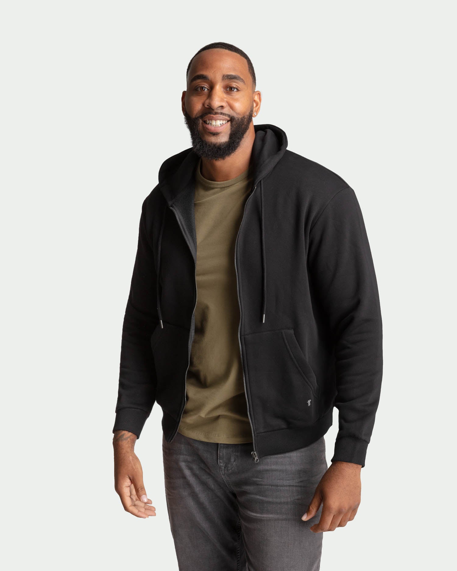 Full-Zip Hoodie in Black