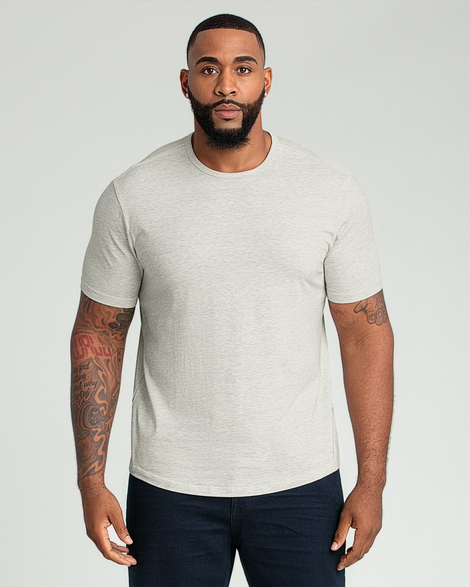 Organic Crew Neck T-Shirt / Oatmeal Heather | The Perfect Jean