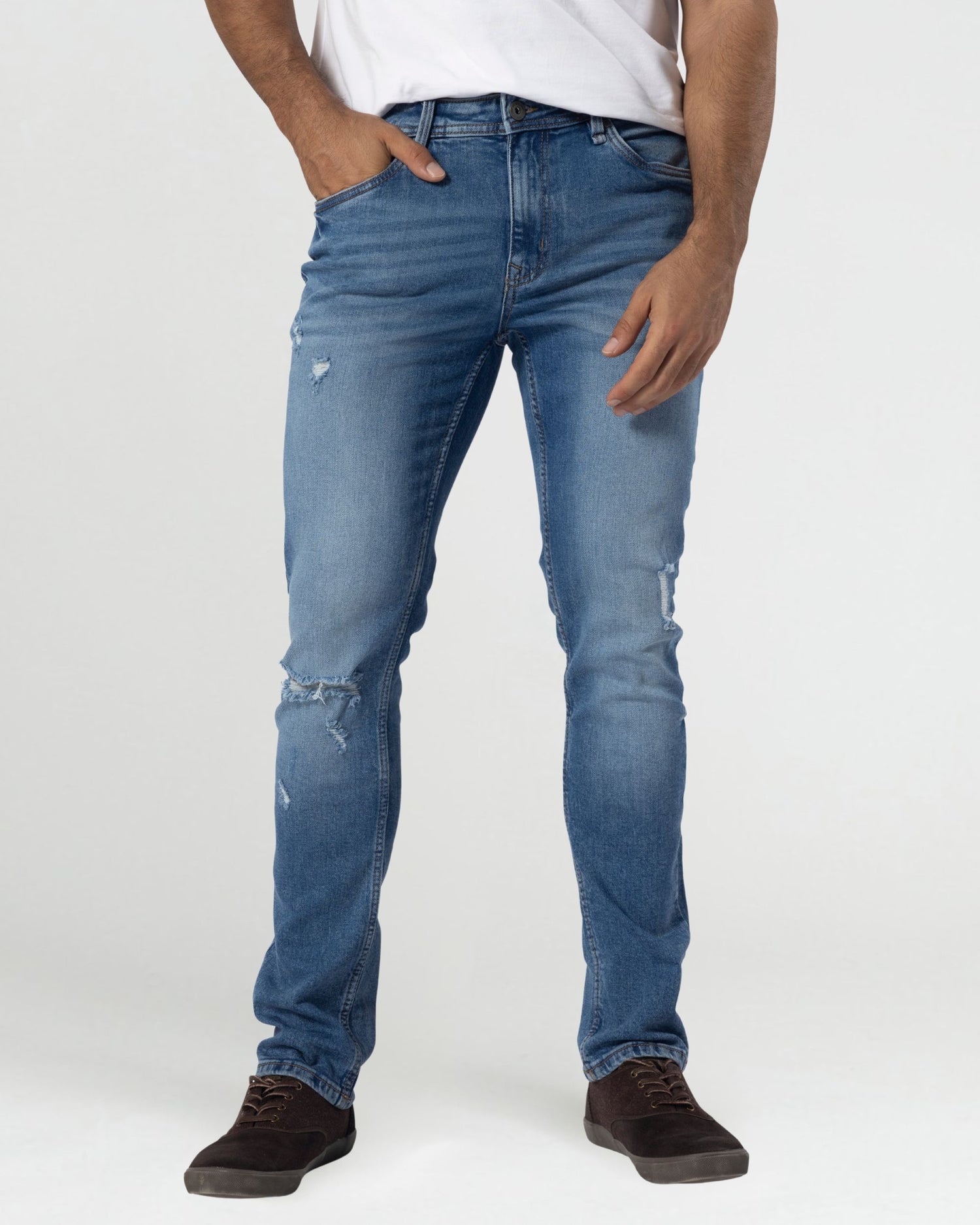Slim Thick Fit / Glacier  (Ripped - Med Blue)