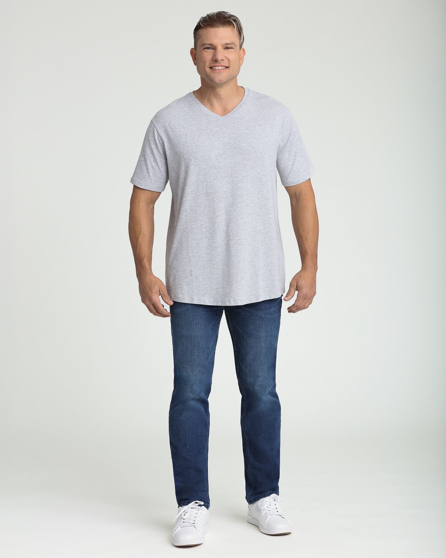 Organic V-Neck T-Shirt / Heather Grey