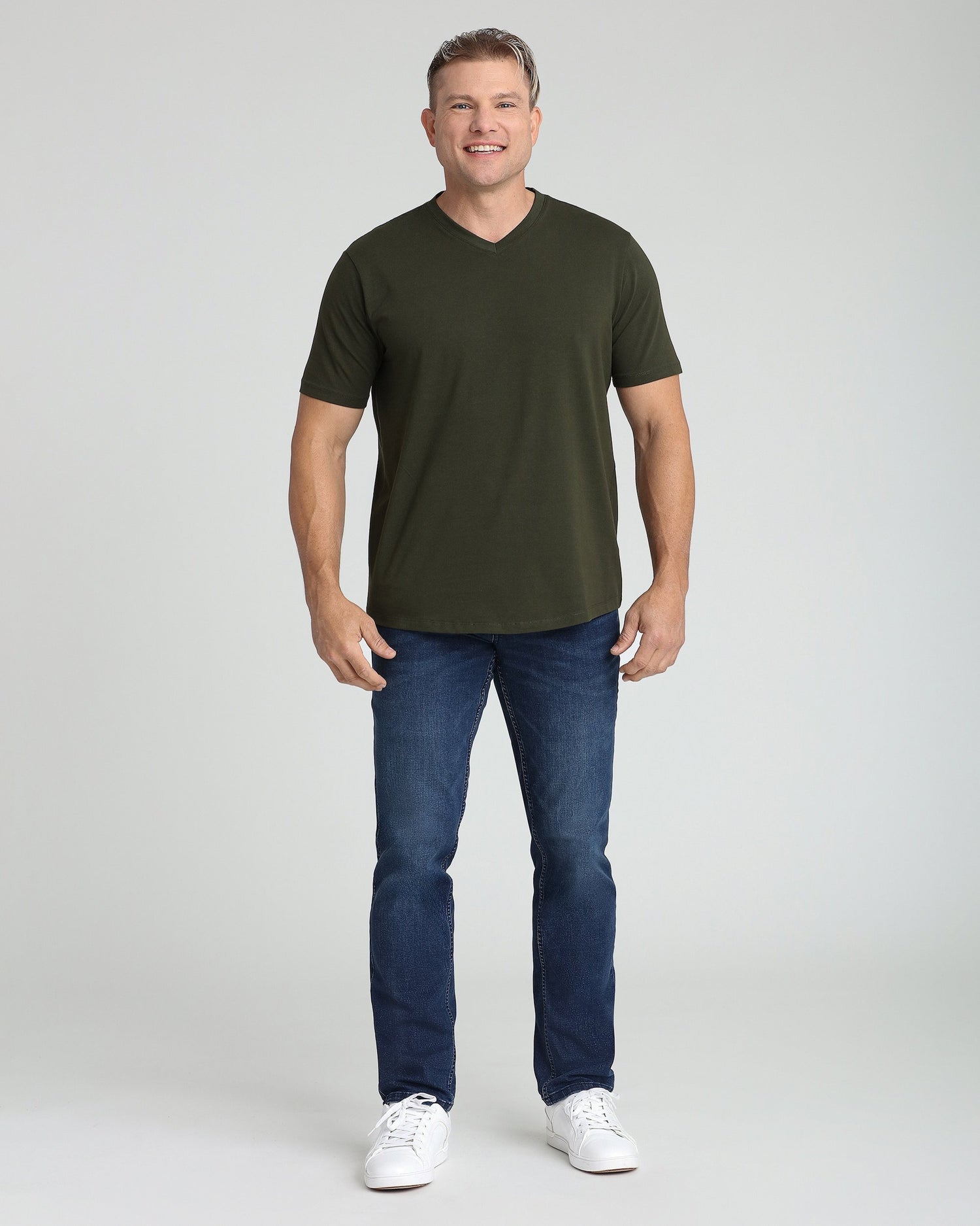 Organic V-Neck T-Shirt 6 Pack / Olive