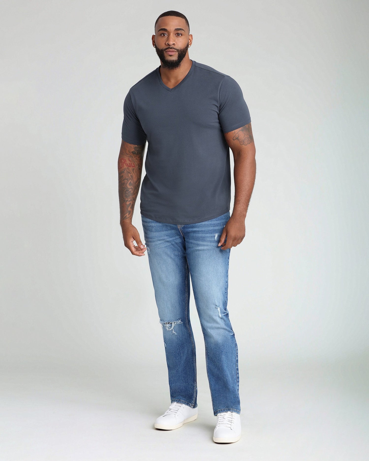 Organic V-Neck T-Shirt 3 Pack / Steel