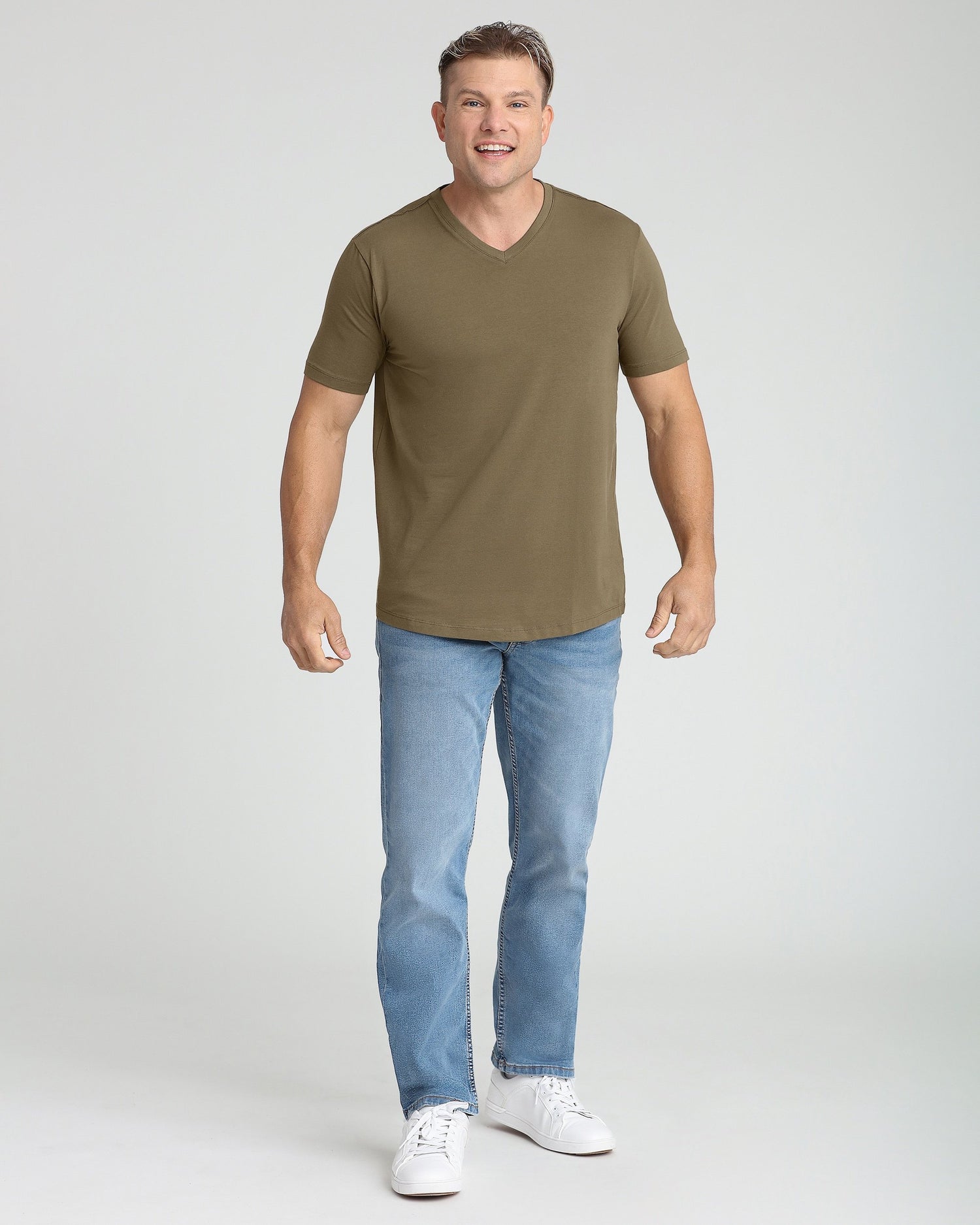 Organic V-Neck T-Shirt / Military Olive