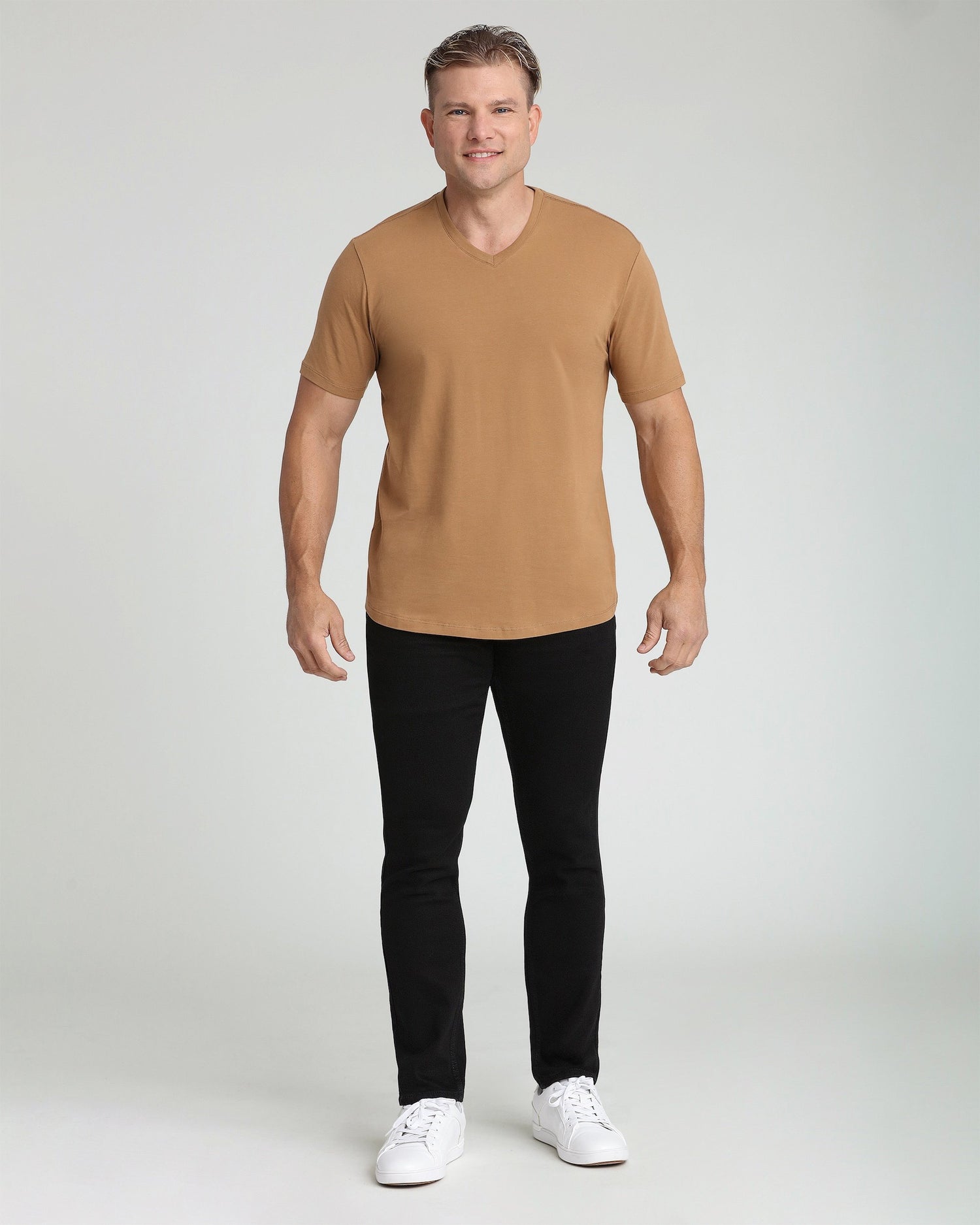 Organic V-Neck T-Shirt 6 Pack / Tobacco